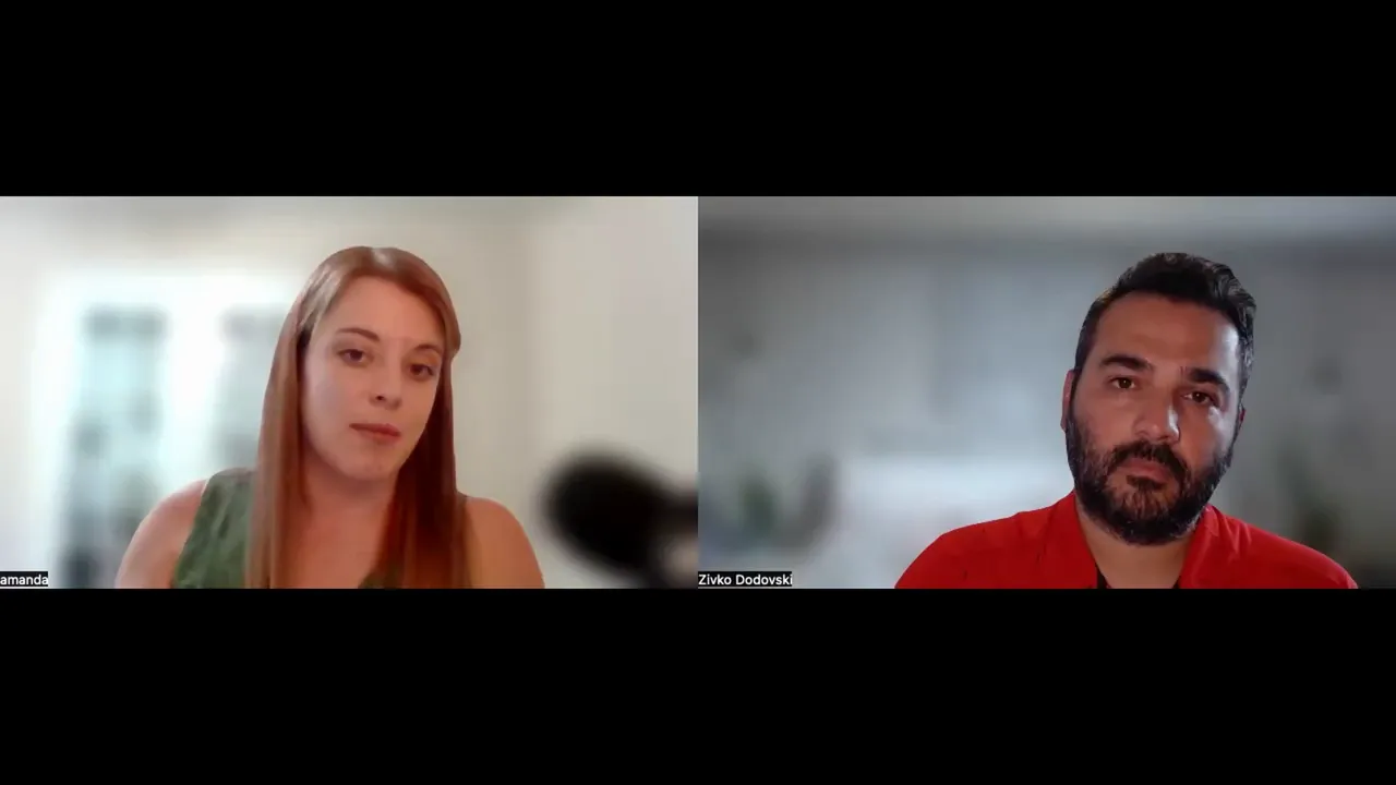 Clear split-screen video call with two engaged participants