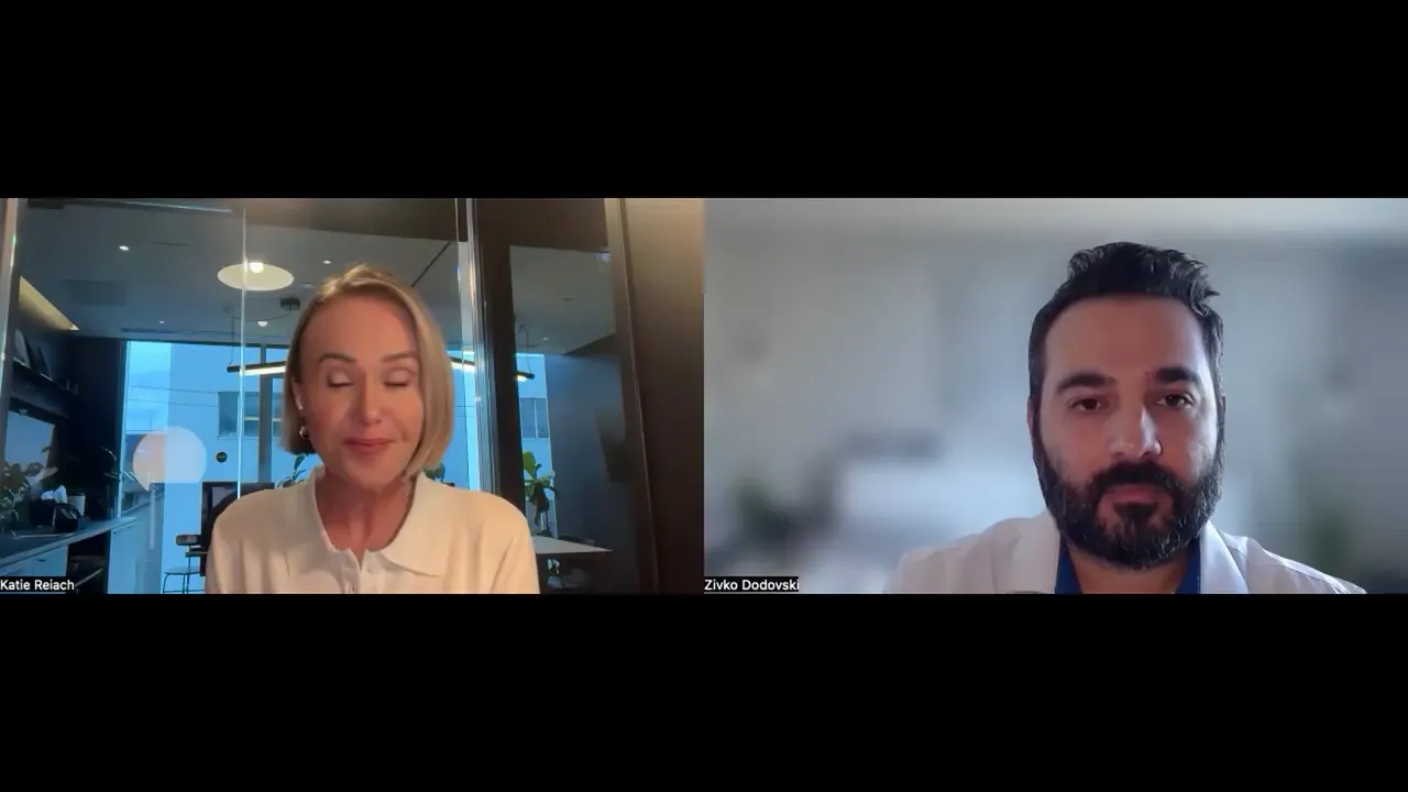 Clear split-screen of two professionals on a video call discussing acquisition integration and expectations.