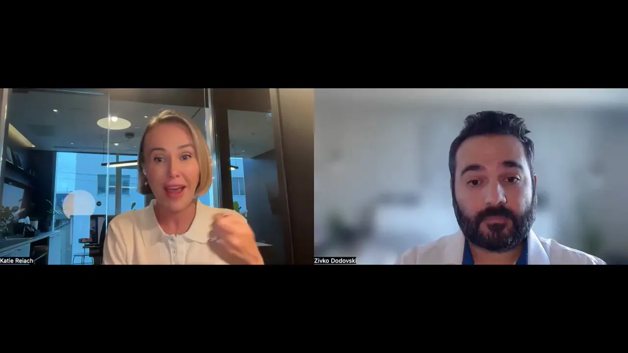 high-clarity split-screen video call showing an expressive speaker and an attentive listener