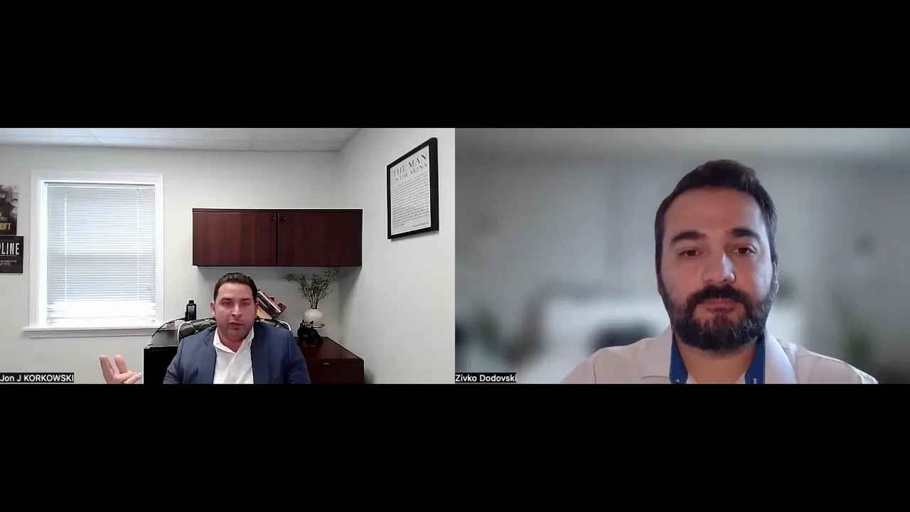 Split-screen video still showing two experts clearly framed during a discussion about paid media and local search strategies.