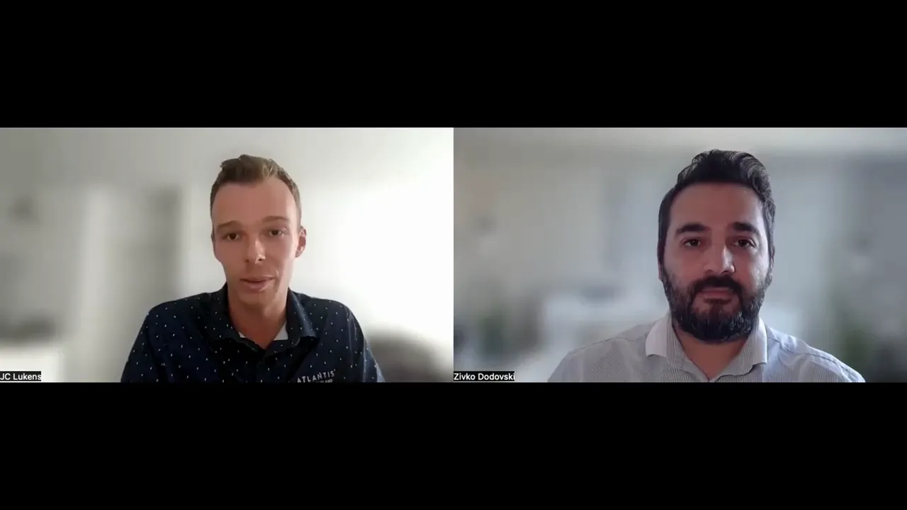 Clear split-screen video call with two engaged speakers delivering final thoughts on dual pricing and fees.