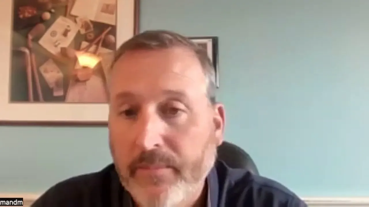 Centered, high-clarity video-call screenshot of a presenter explaining what to ask a prospective processor