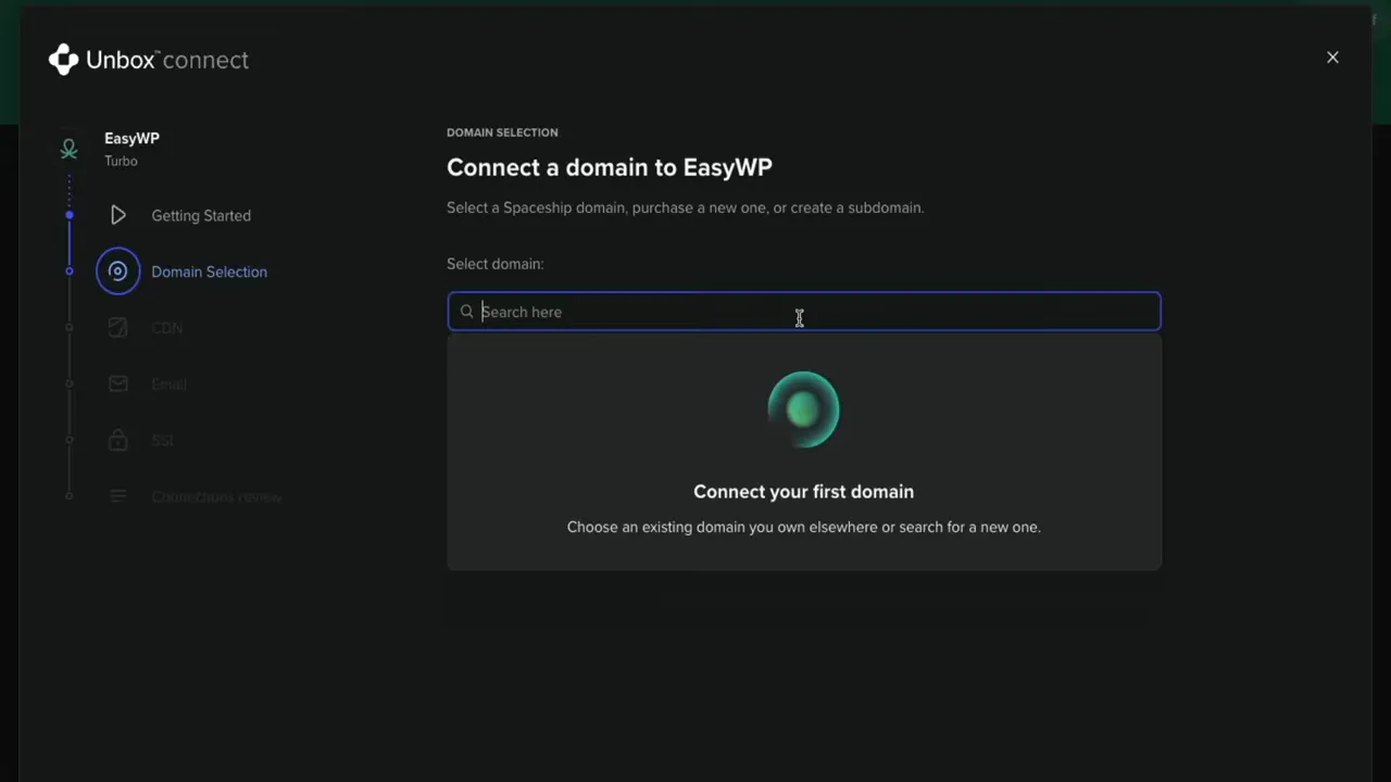 Domain search and registration in Unbox