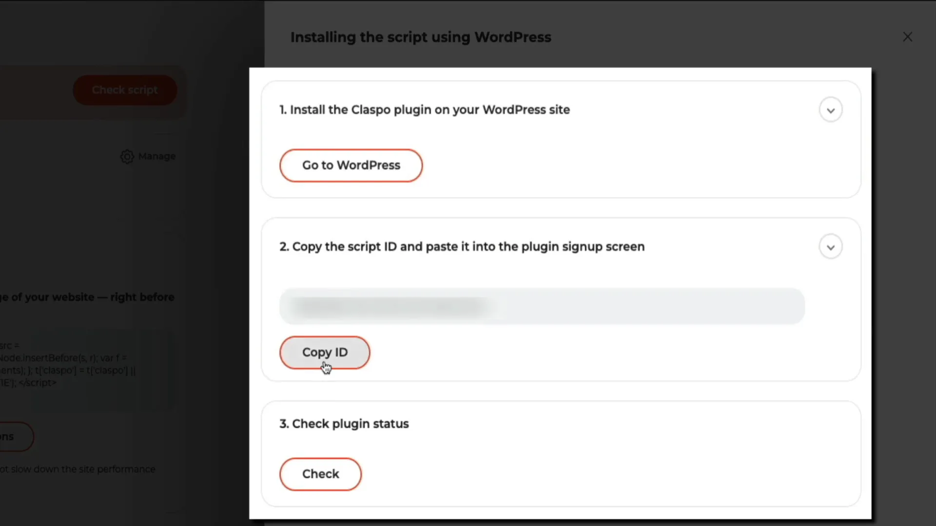 WordPress Claspo plugin installation and activation screen