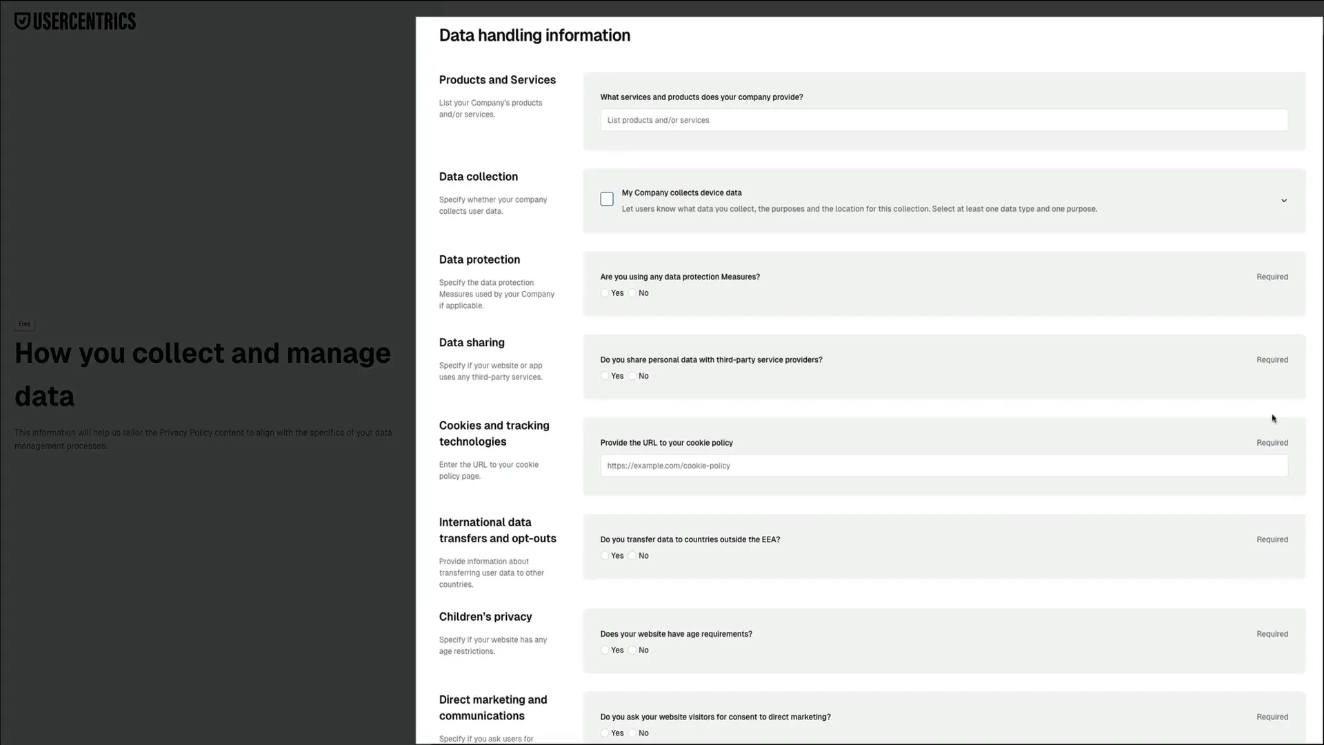 Usercentrics data handling information form