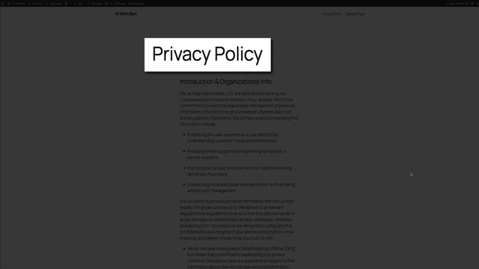Cleaned up privacy policy page with matching fonts and single heading