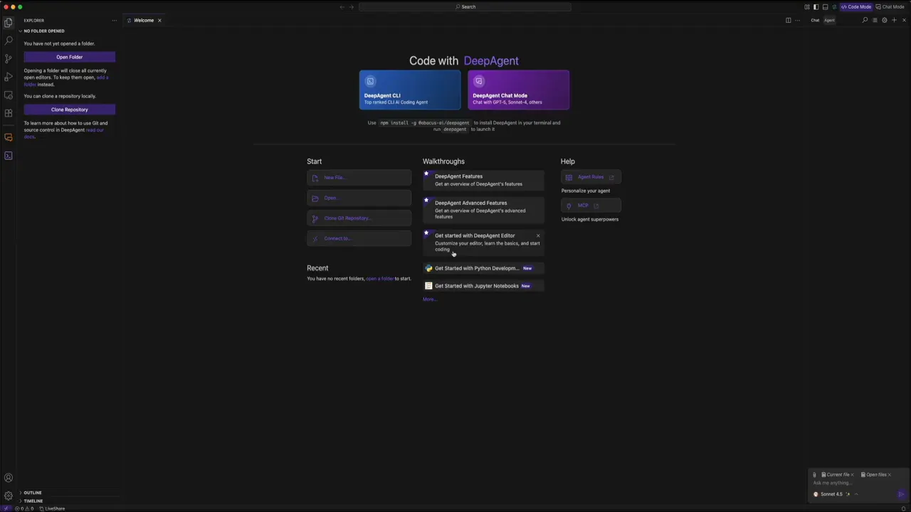 Mode toggle showing chat mode and code mode options