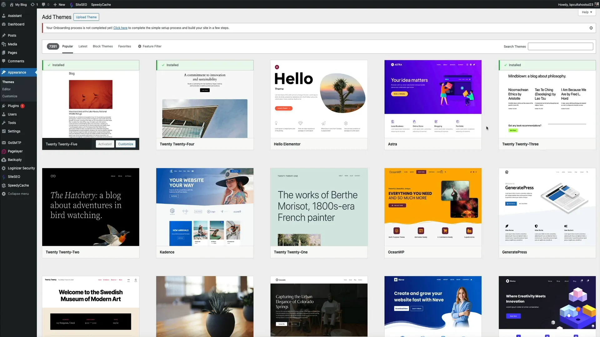 Installing a new WordPress theme from the theme directory