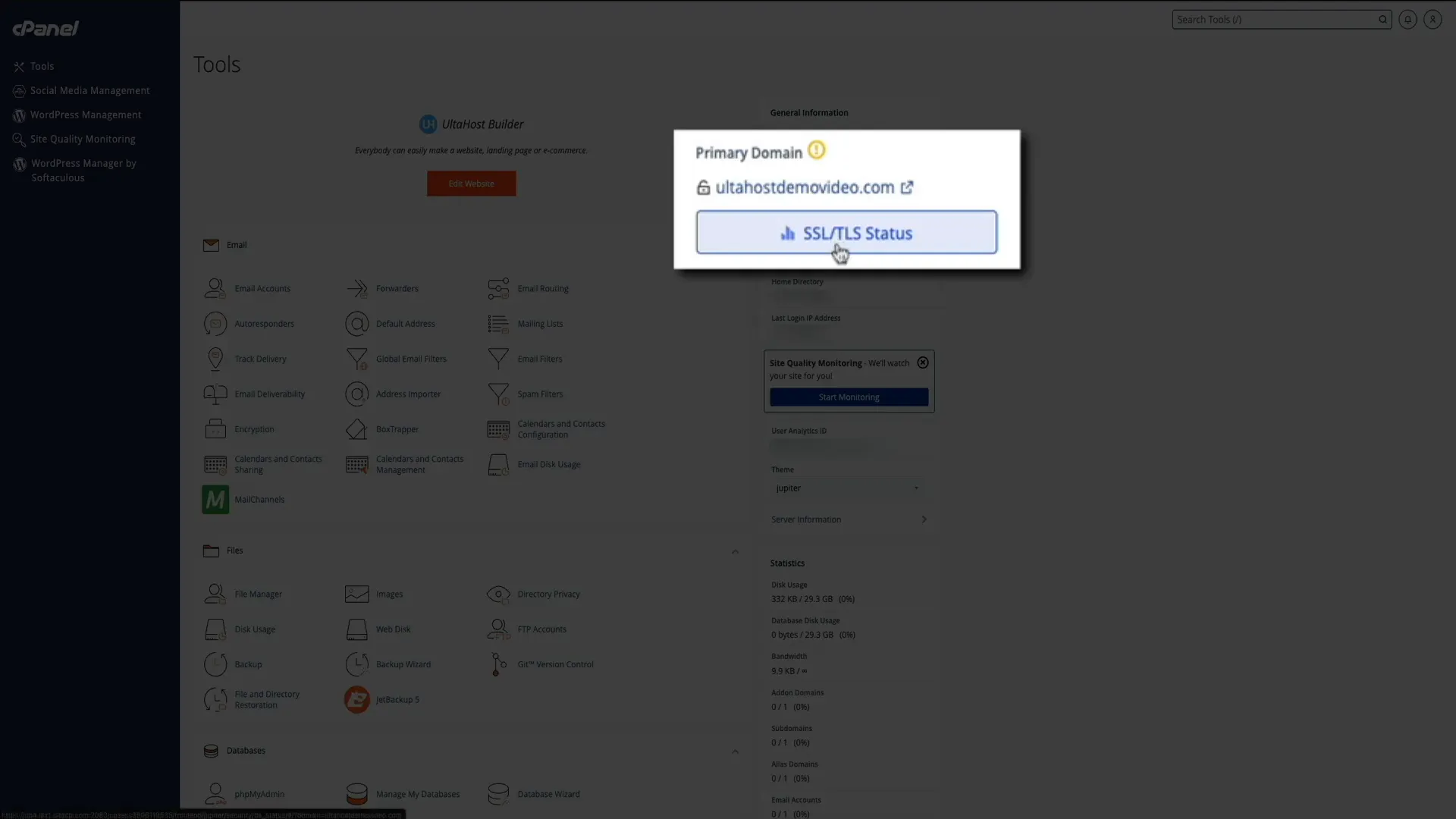 Activating AutoSSL in cPanel on UltaHost