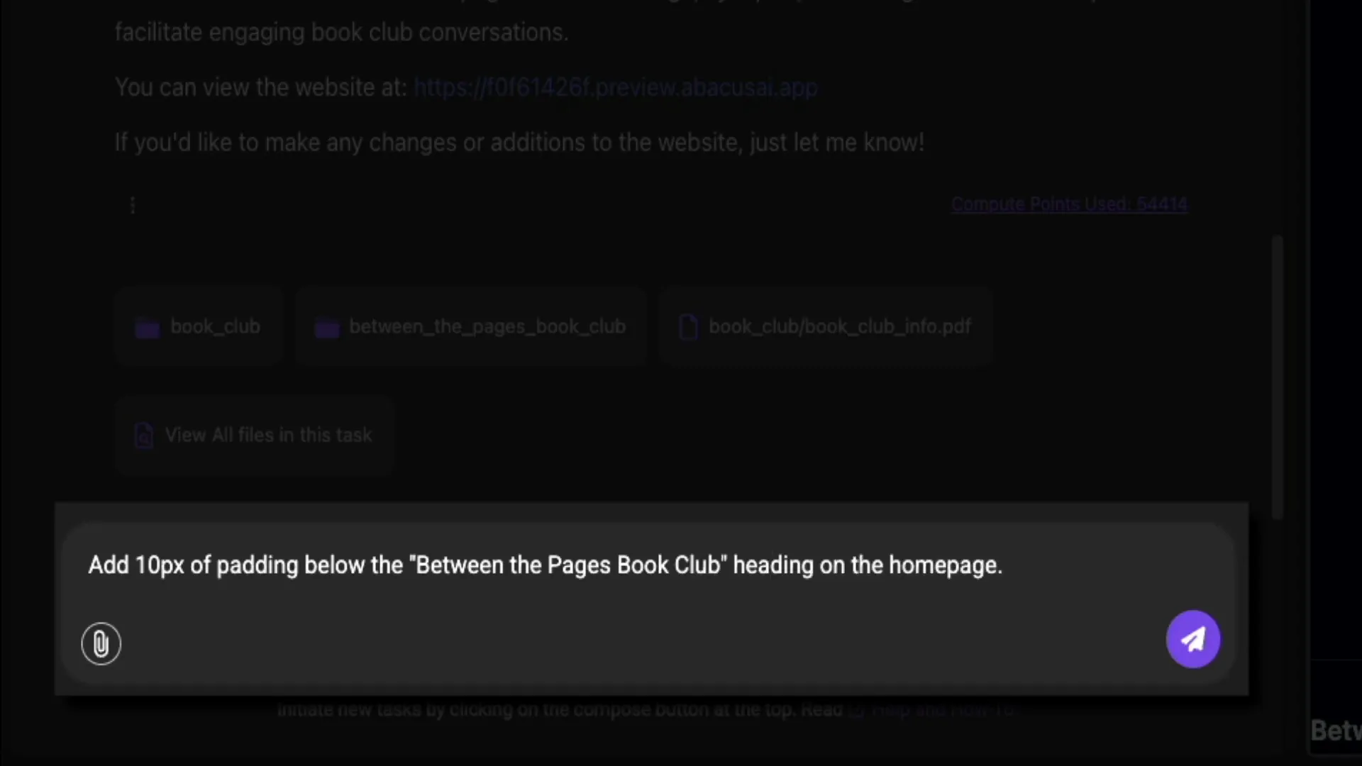 Chat interface with natural language editing command