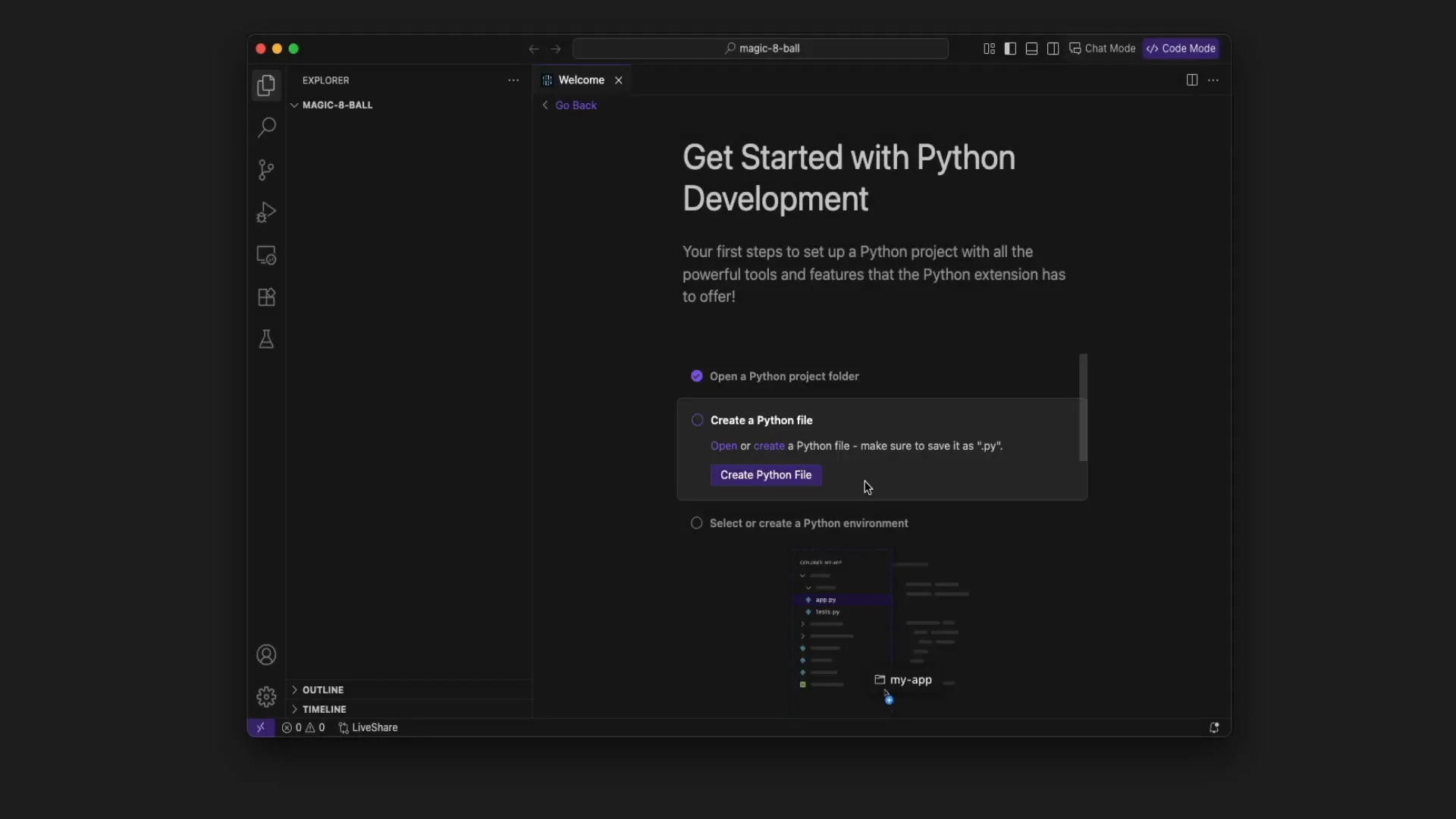 Creating a new Python project folder in CodeLLM