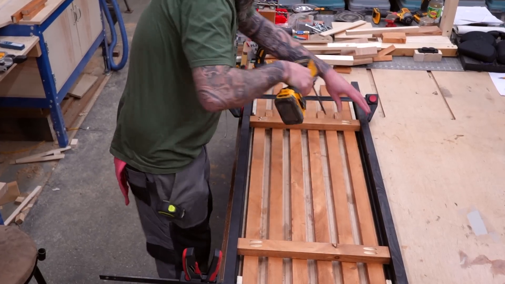 Final assembly of the planter and bench system