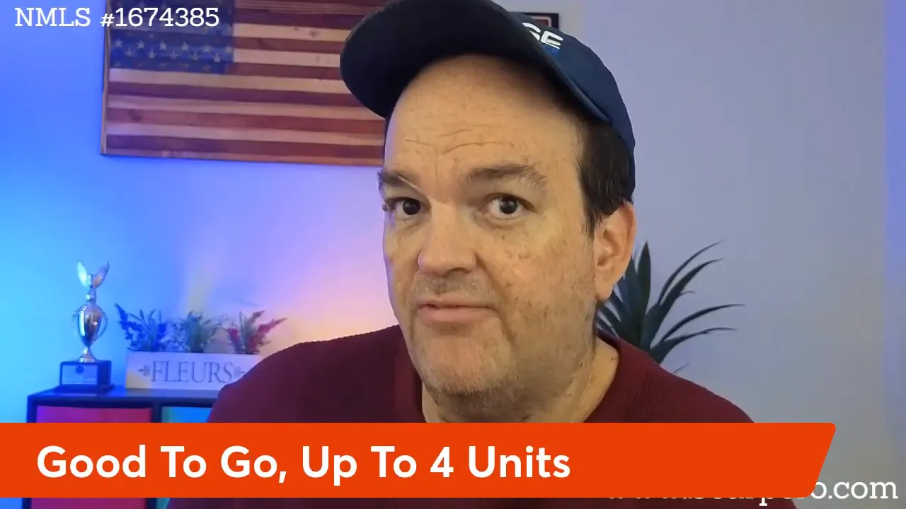Crisp screenshot of presenter with banner 'Good To Go, Up To 4 Units' summarizing the VA multiunit rule