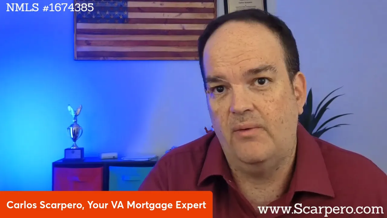 Presenter giving clear, actionable VA loan steps in a well-lit office setting, making direct eye contact.