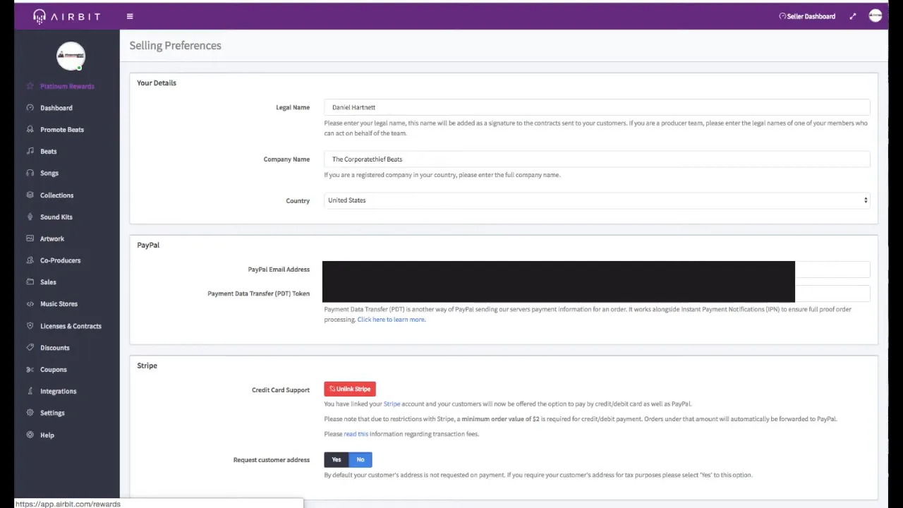 Stripe account setup process