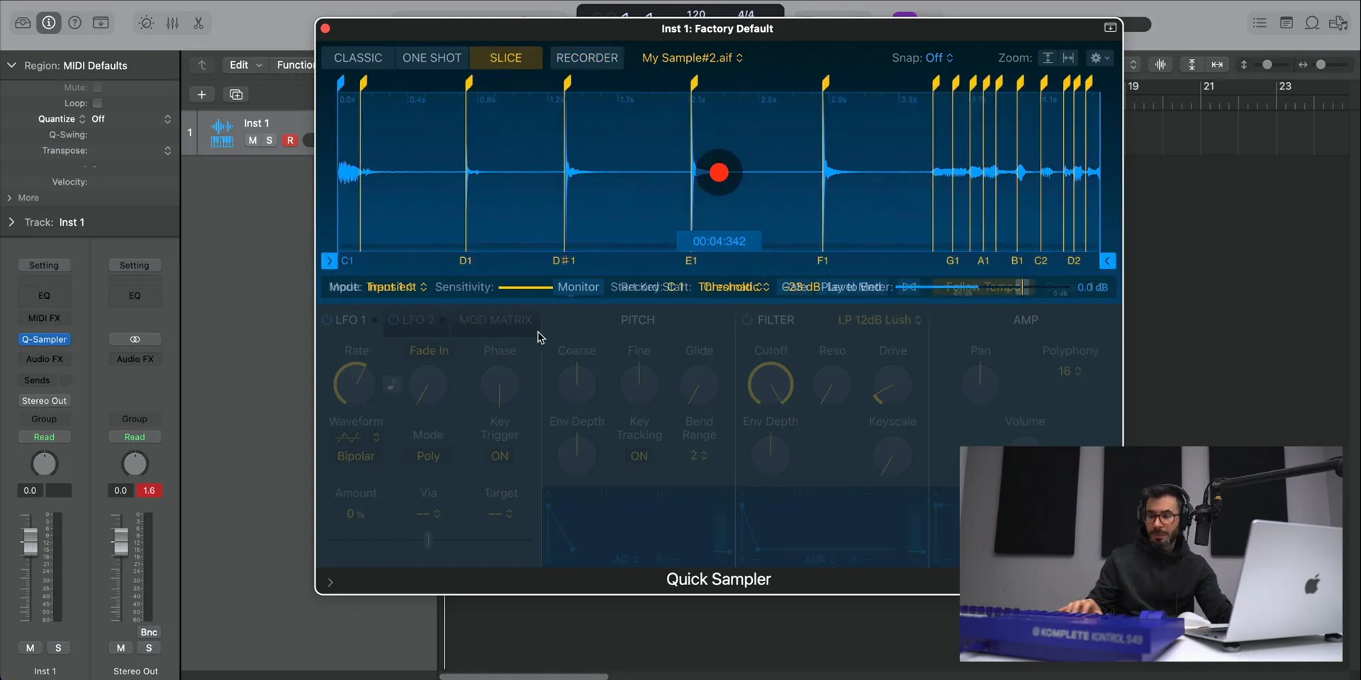 Recording audio samples in Quick Sampler