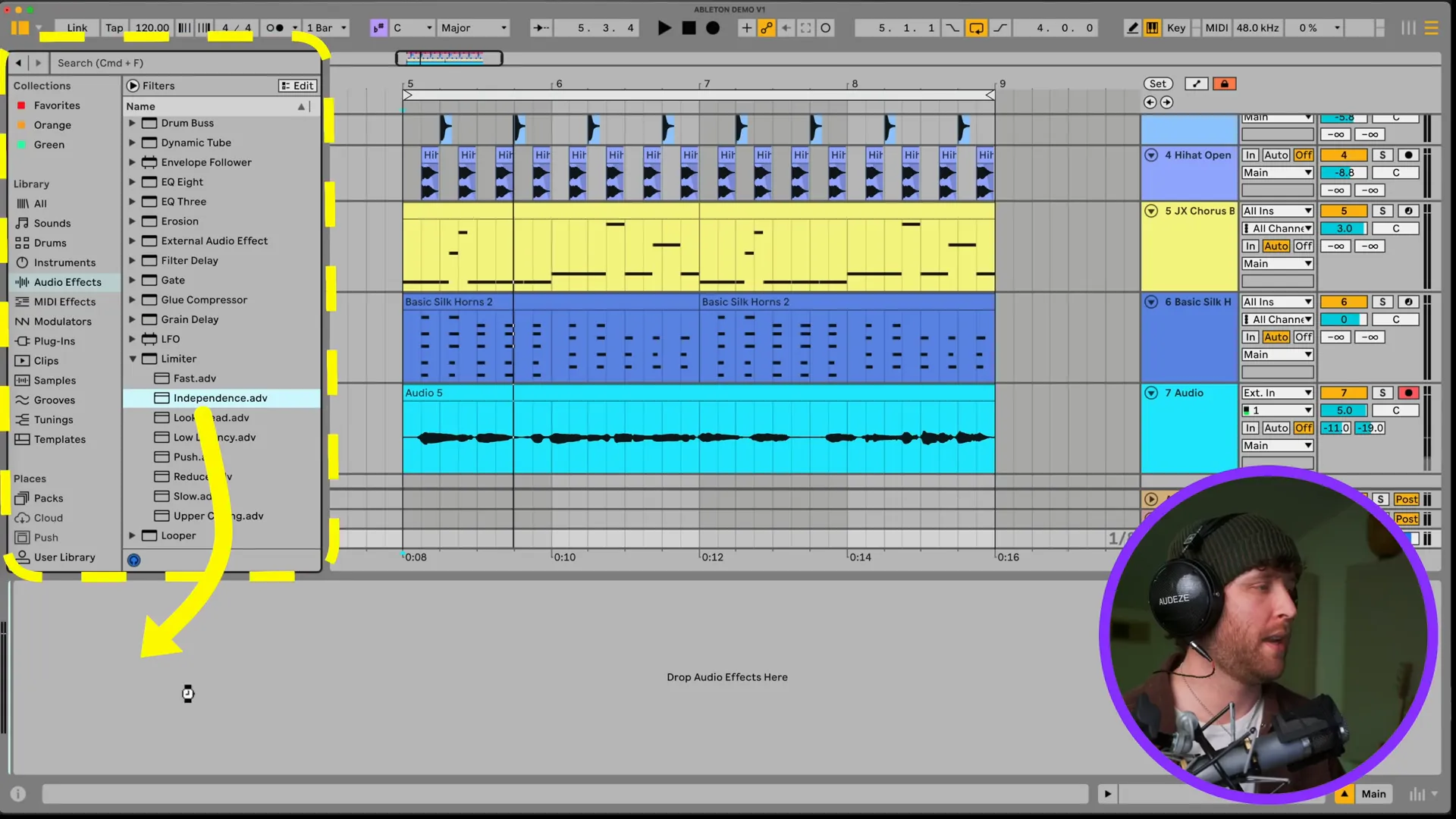 Applying limiter on master track in Ableton