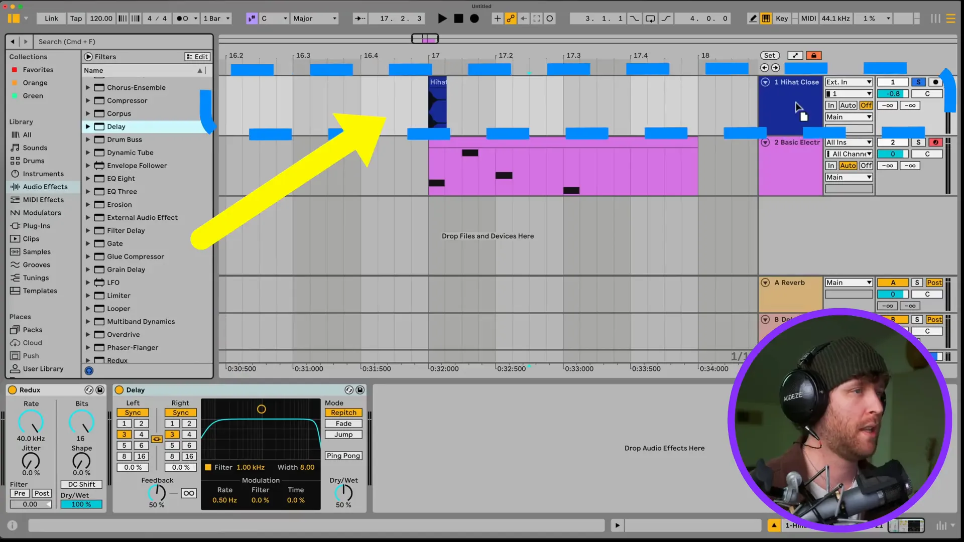 Applying effects to a track in Ableton