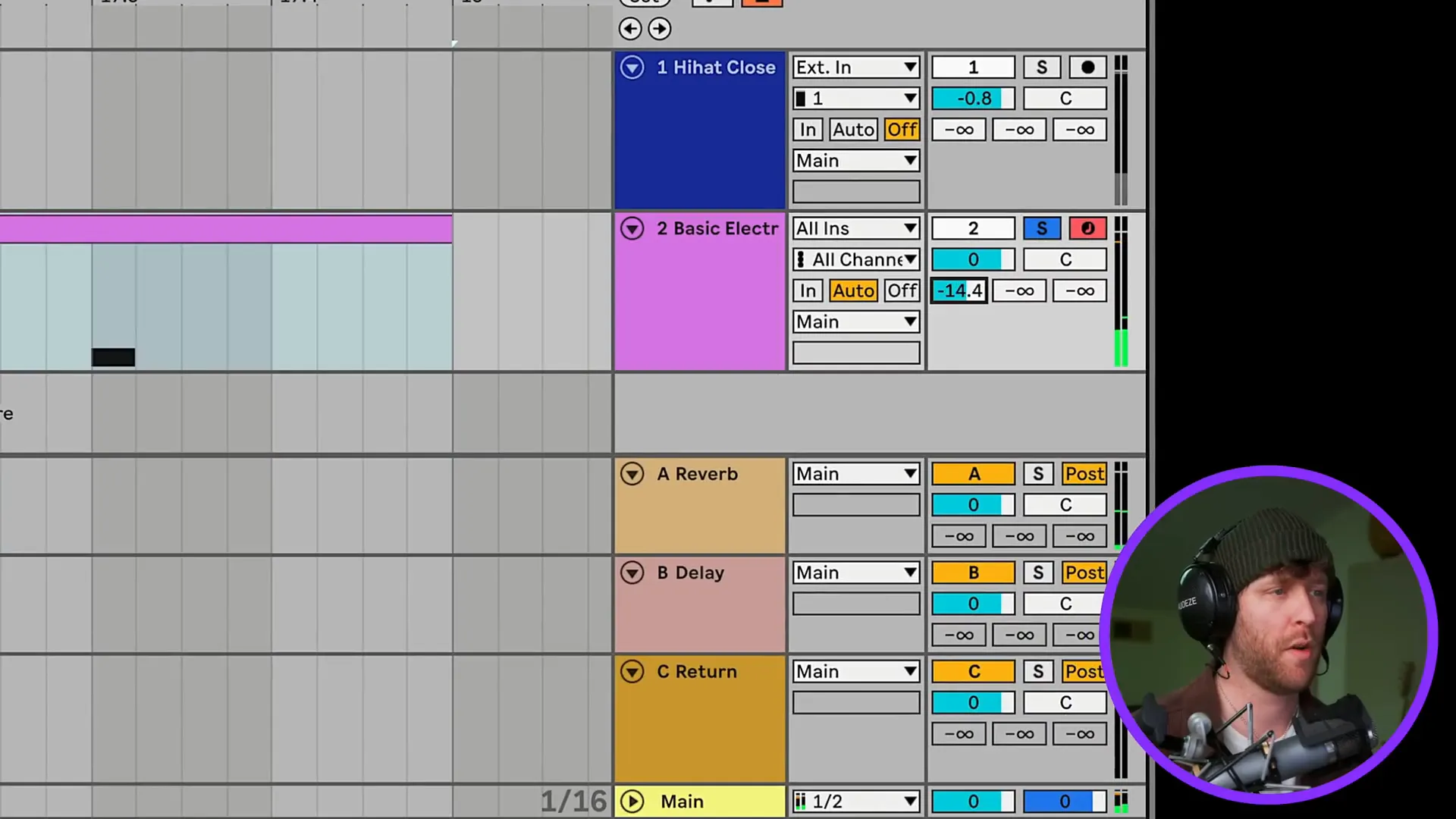 Return track setup in Ableton