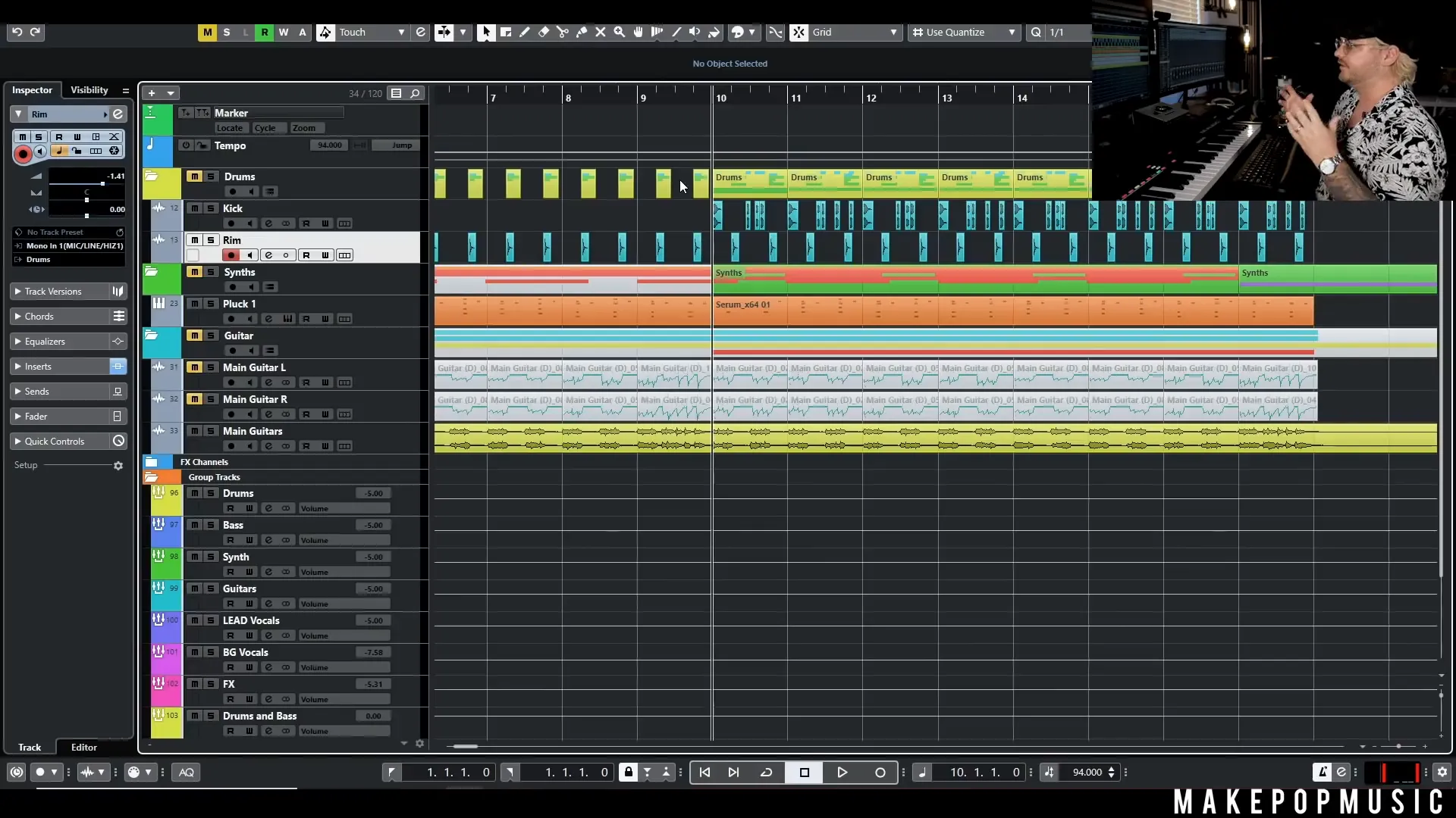 Building the rhythm with drums