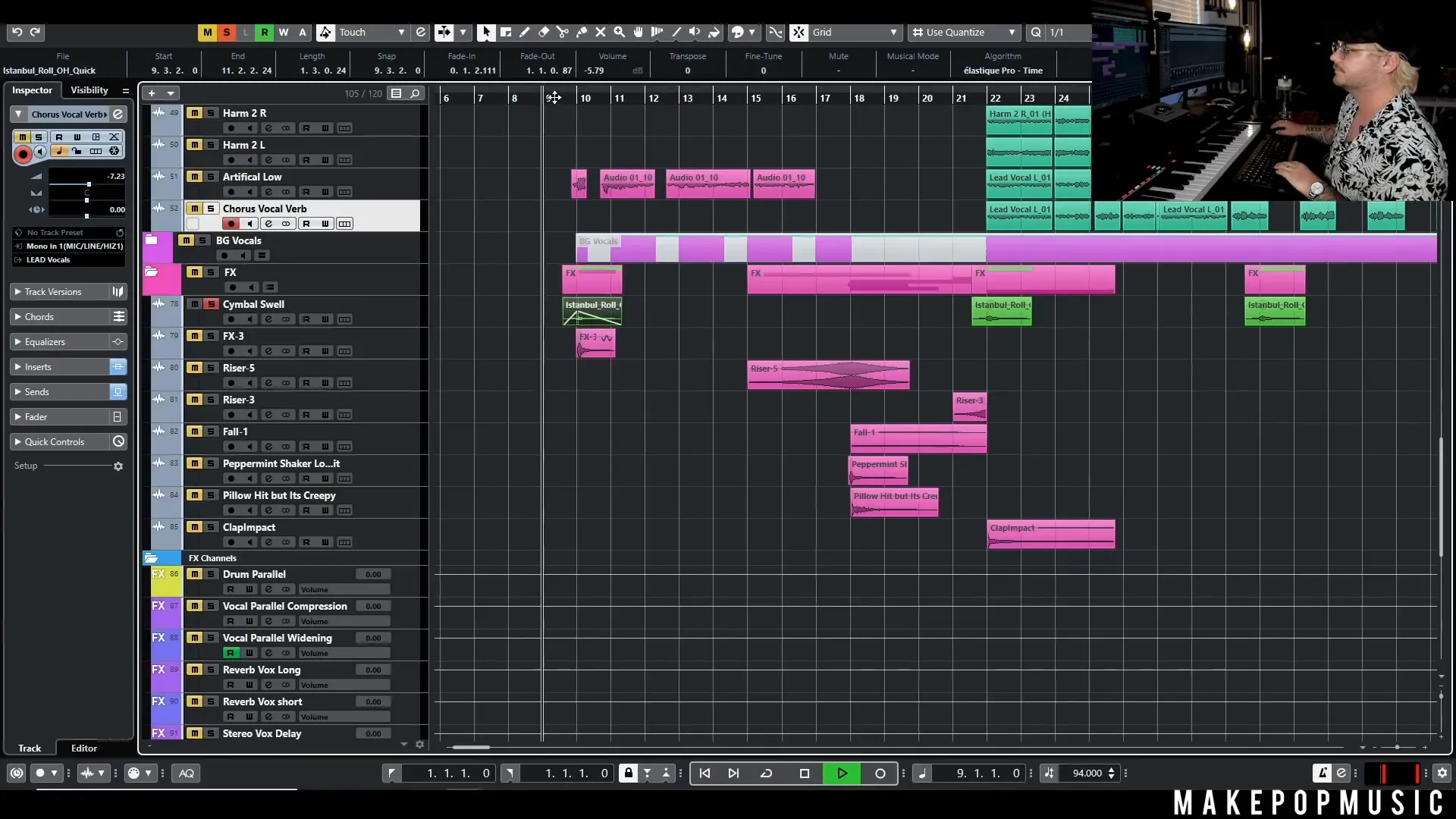 Using cymbal swells for transitions