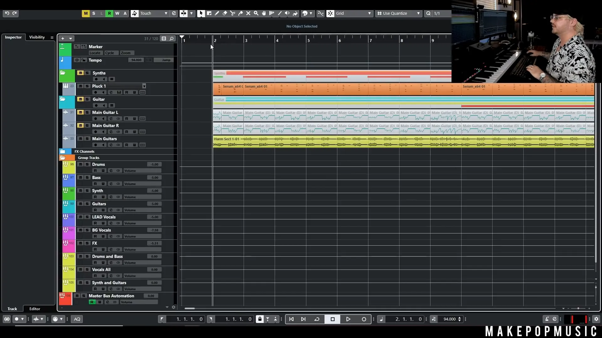 Chords supporting the lead melody