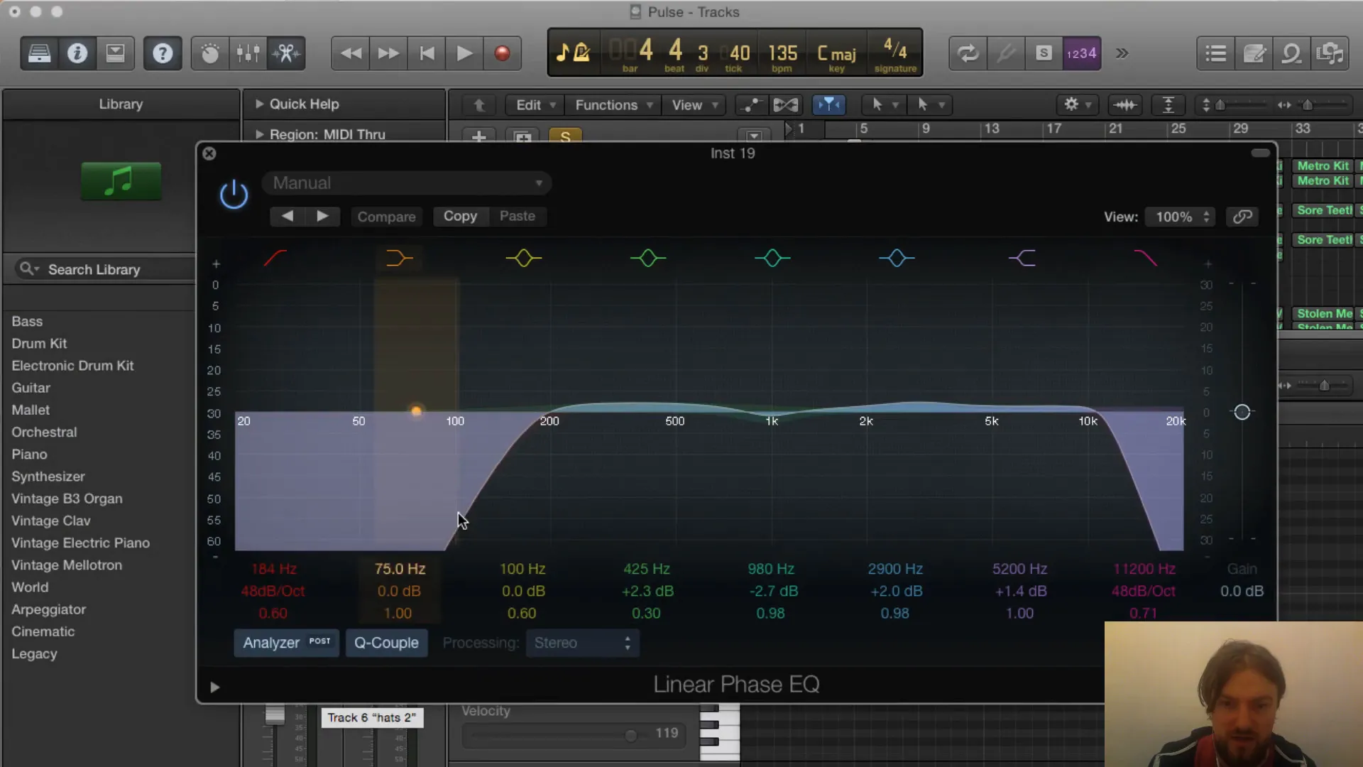 Screenshot of EQ settings showing frequency adjustments