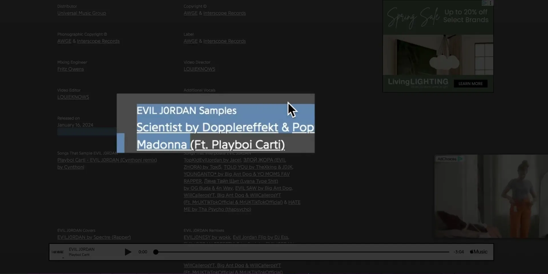 Making A Playboi Carti Instrumental: Remaking "EVIL J0RDAN" from Scratch 3 Sample selection for the remake