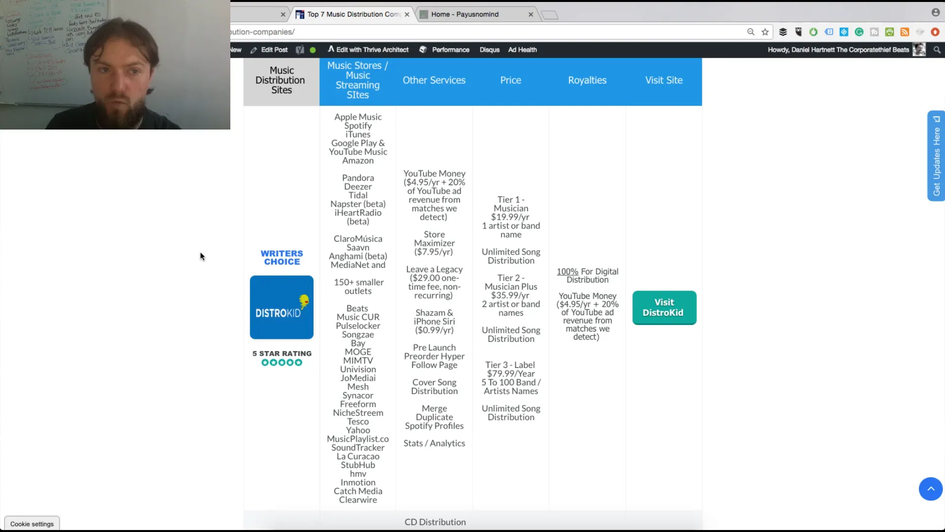 DistroKid features and benefits listed on their website