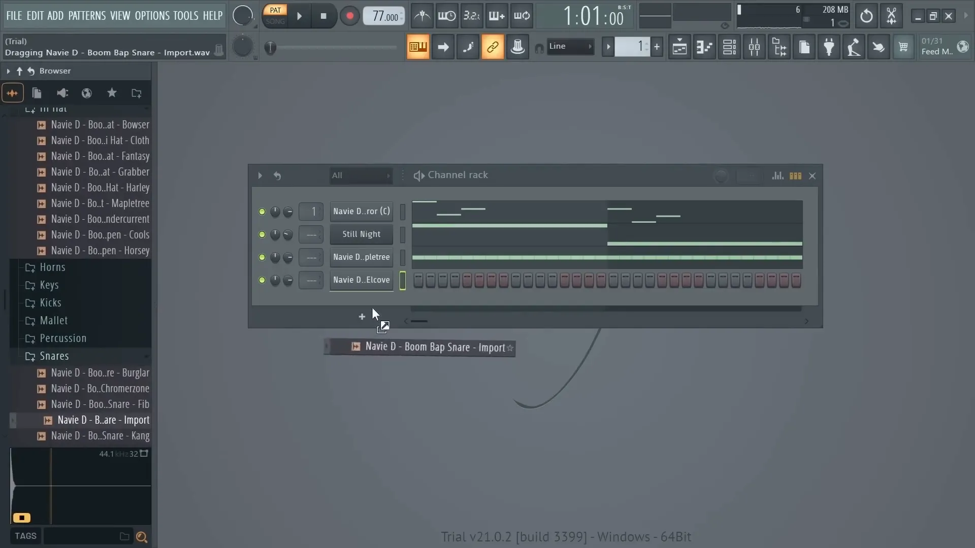 Screenshot of Channel Rack squares in FL Studio