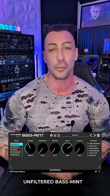 Unfiltered Audio Bass Mint interface showing sub-octave and saturation controls