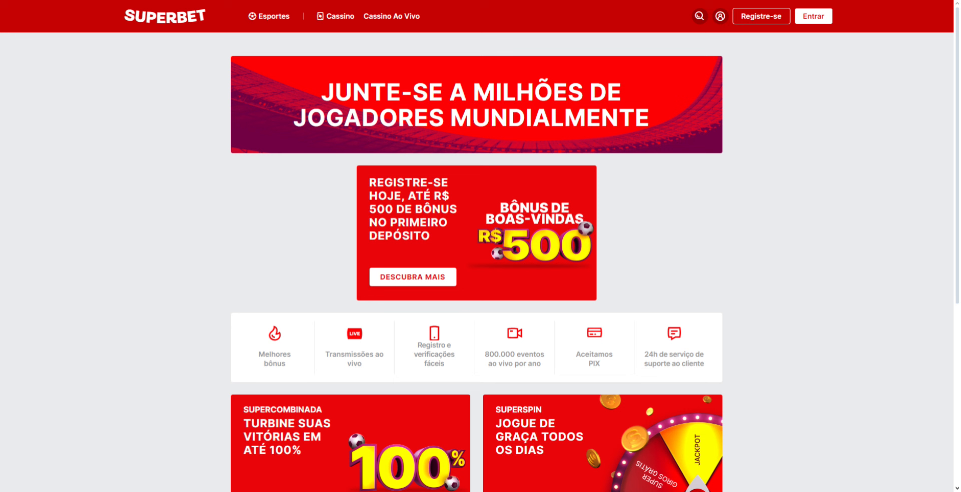 Bônus de até R$500 na SuperBet