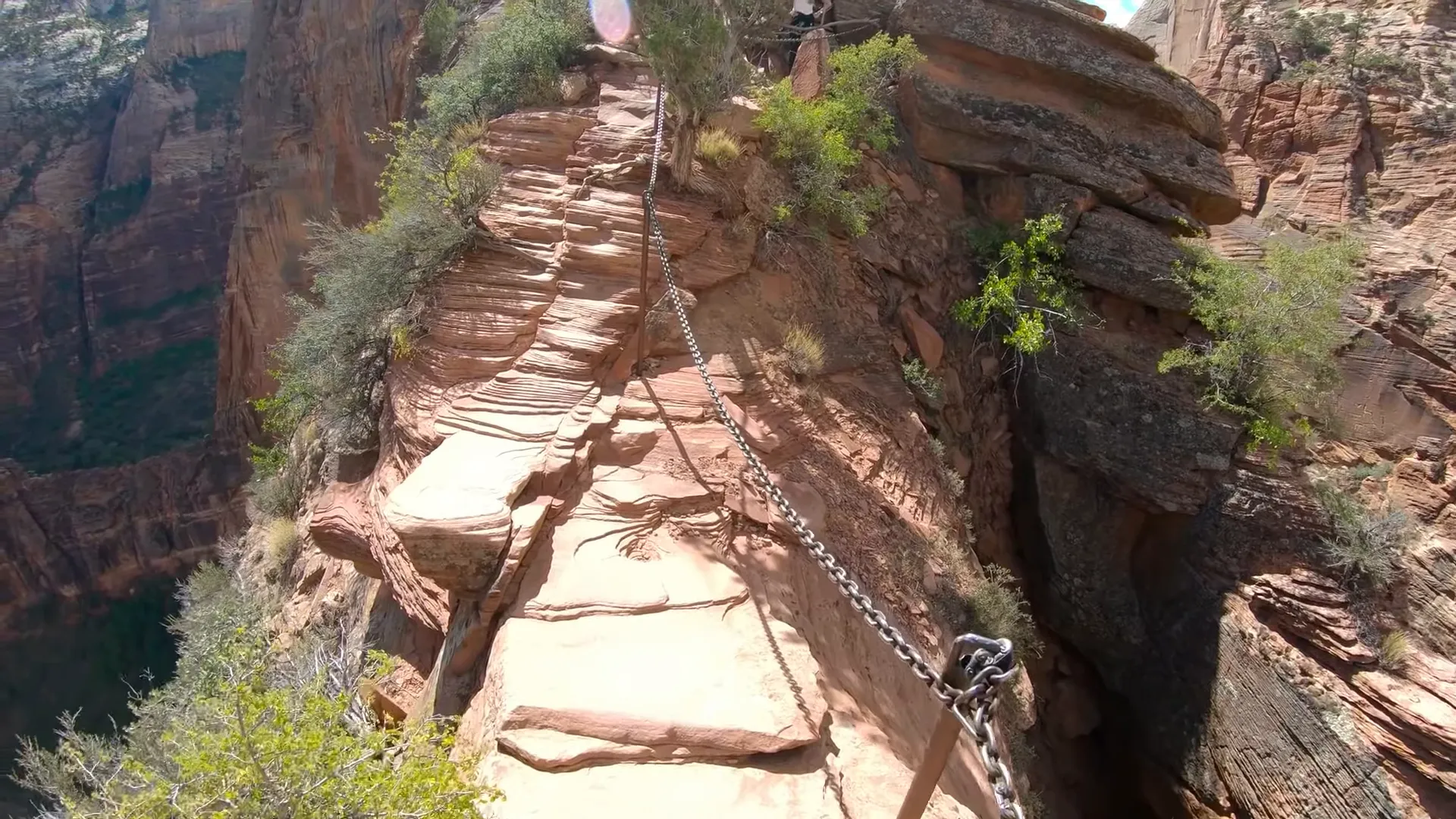 View from Angel's Landing overlooking the canyon floor
