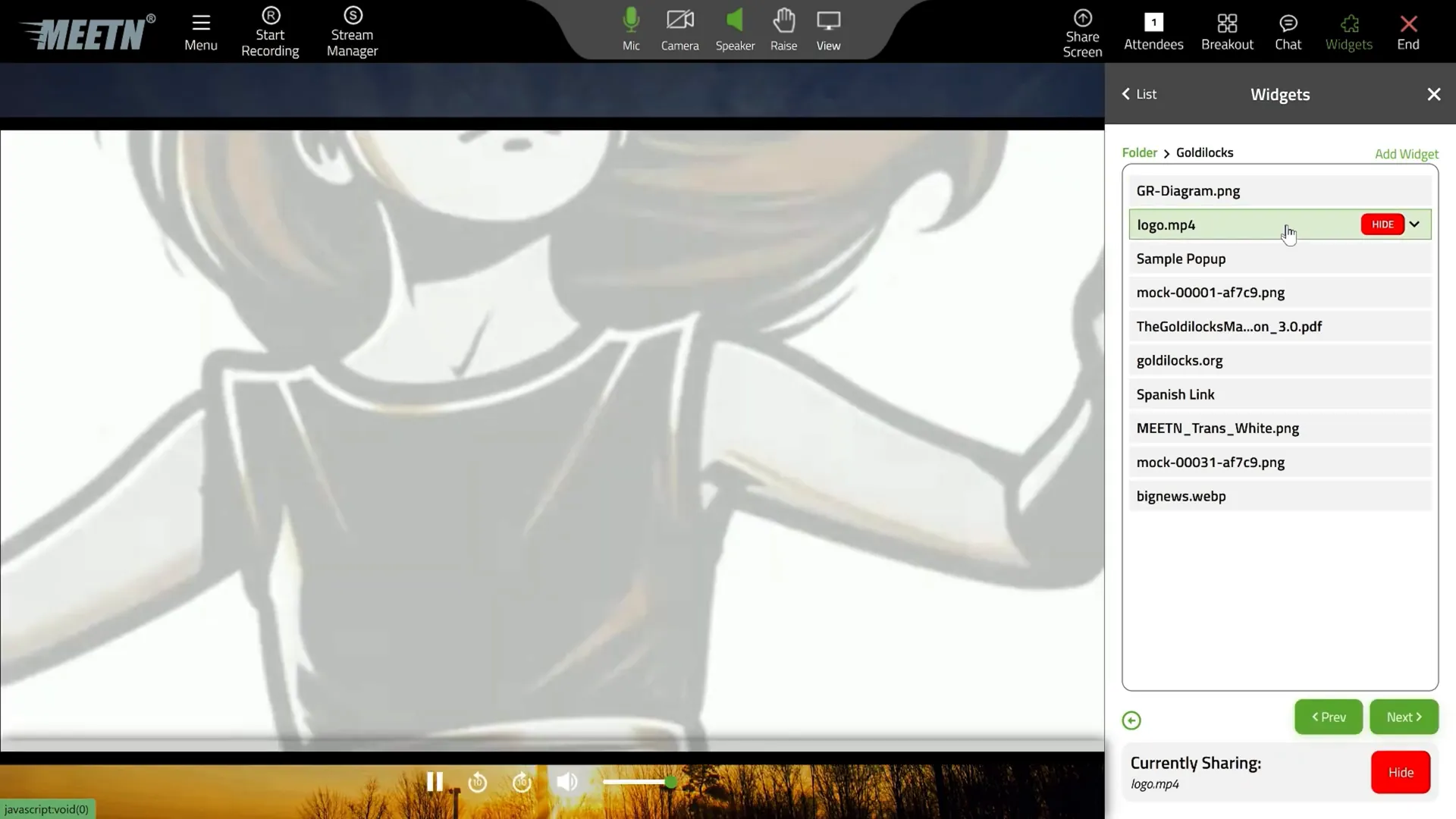 Preloading slides and videos in Meetn for presentations