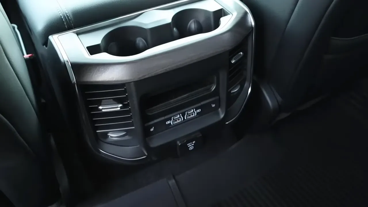 rear center console with cupholders air vents and USB charging ports