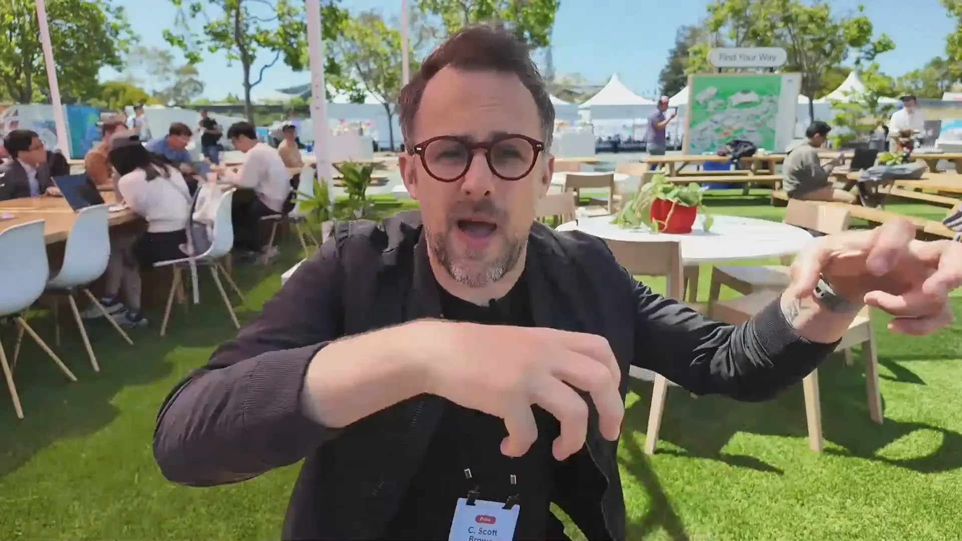 C. Scott Brown controlling a robot at Google I/O 2025