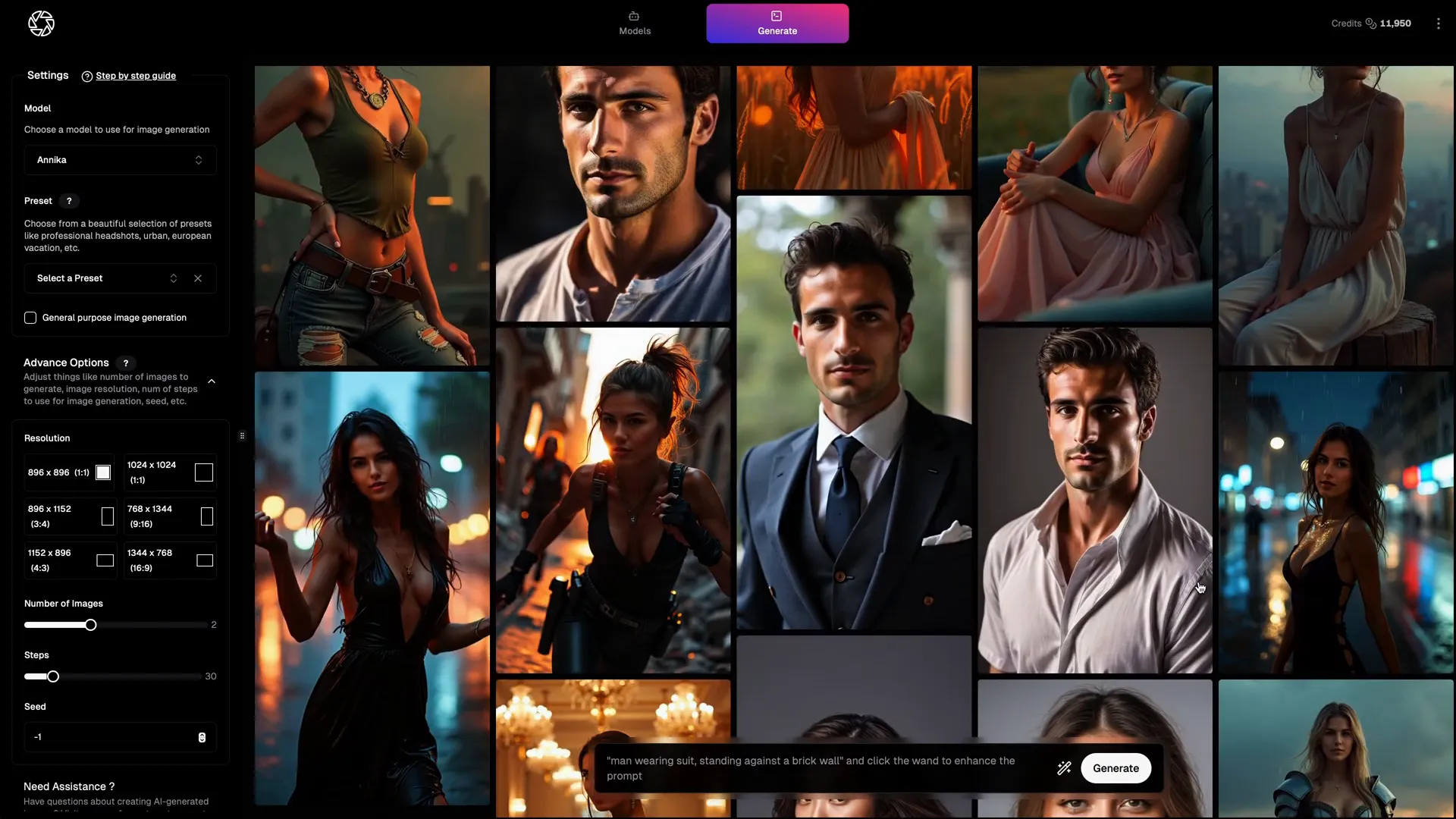 Using built-in AI human models in PhotoGPT AI