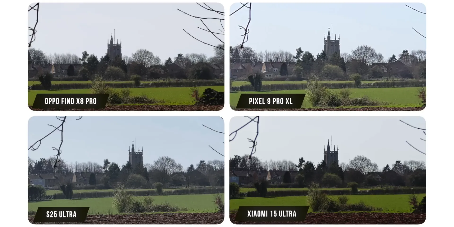 Comparison of detailed tricky scene showing dynamic range and sharpness differences