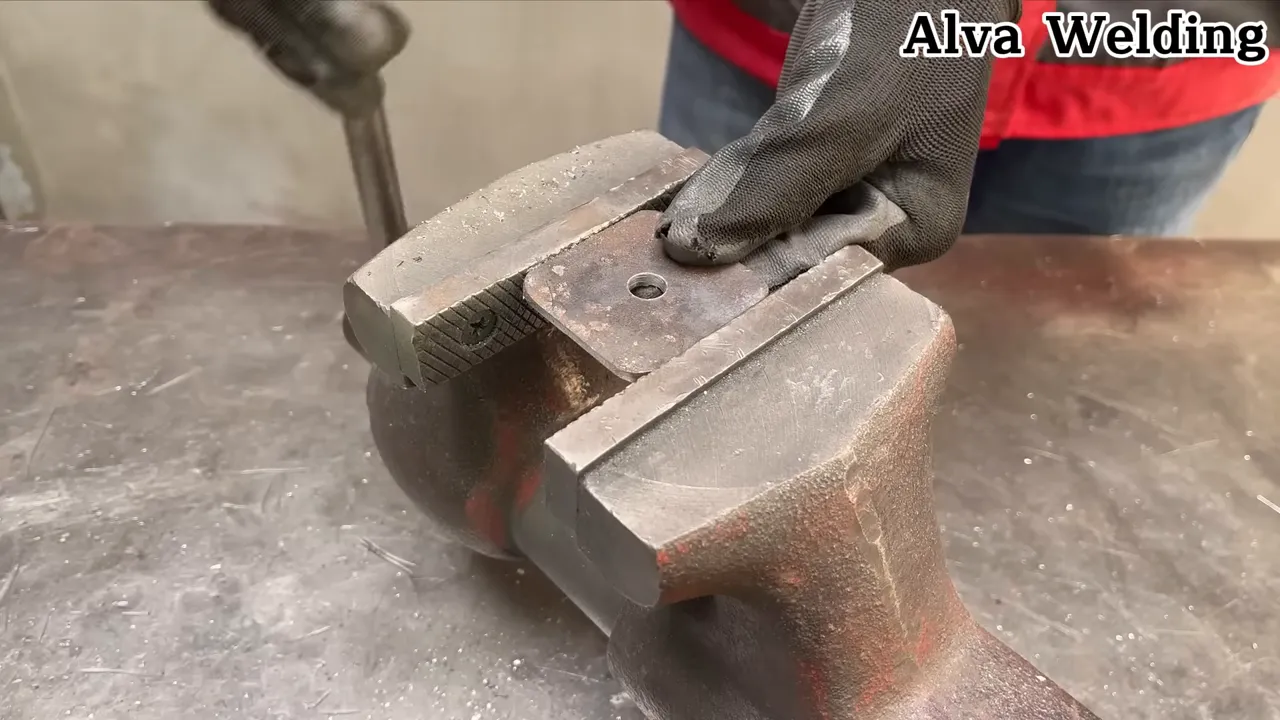 Close-up of grinding and prepping a welded joint
