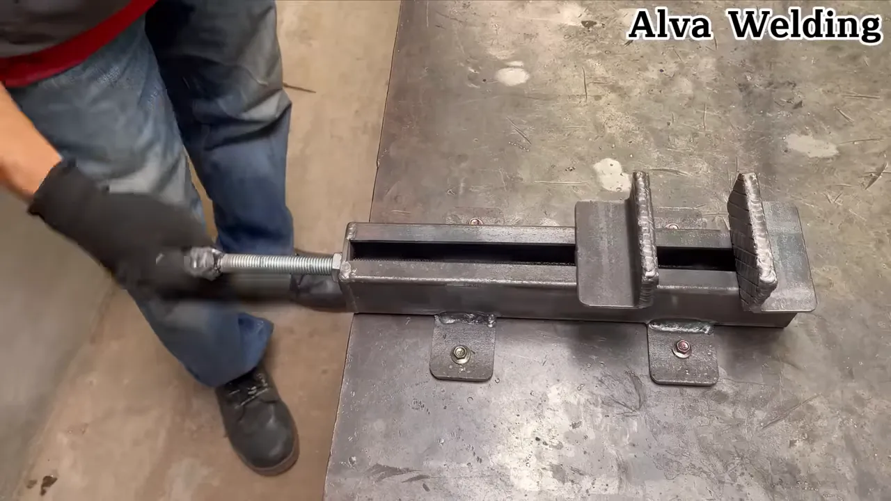 Completed tool mounted on a workbench ready for use