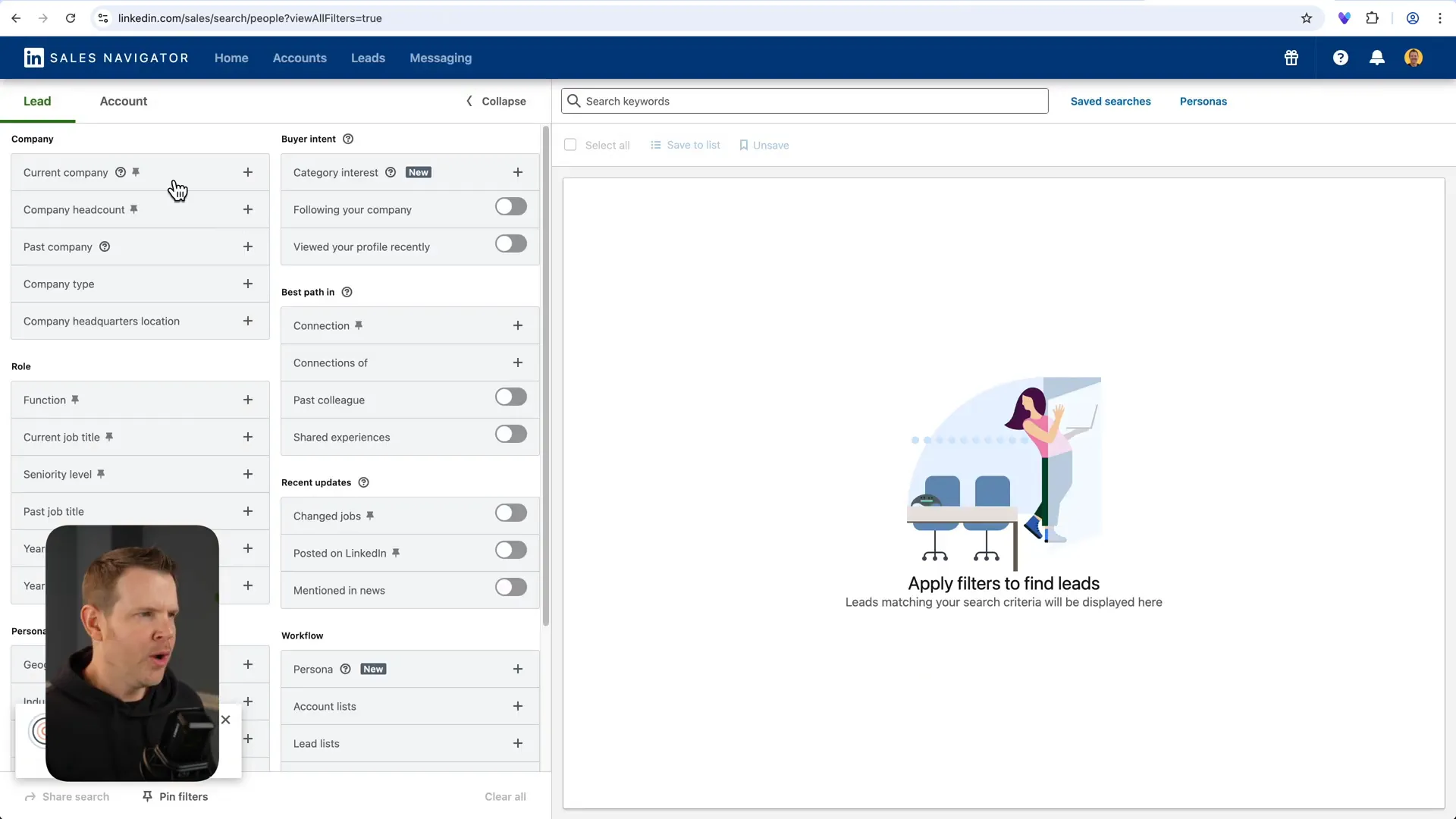 LinkedIn Sales Navigator search for leads at AppSumo