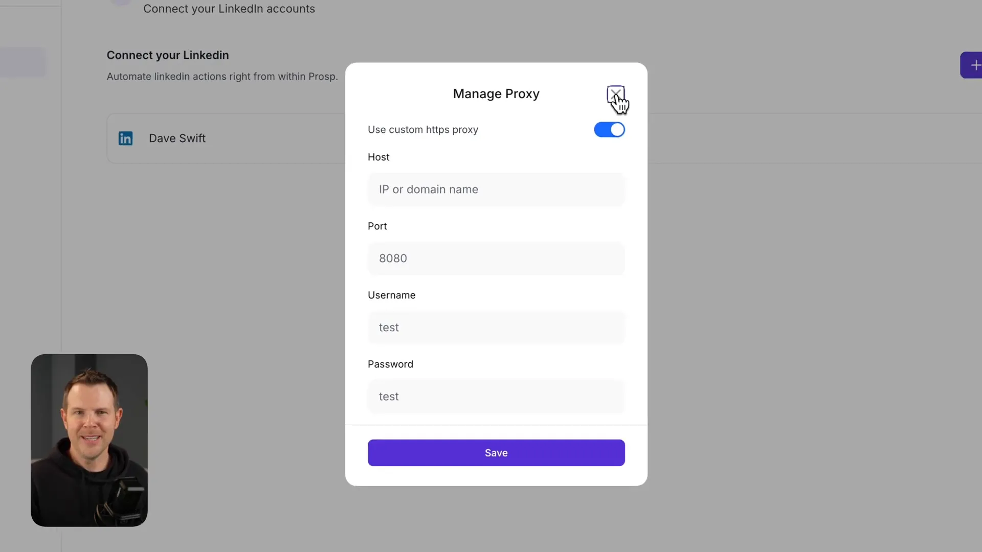 LinkedIn accounts and proxies management in Prosp