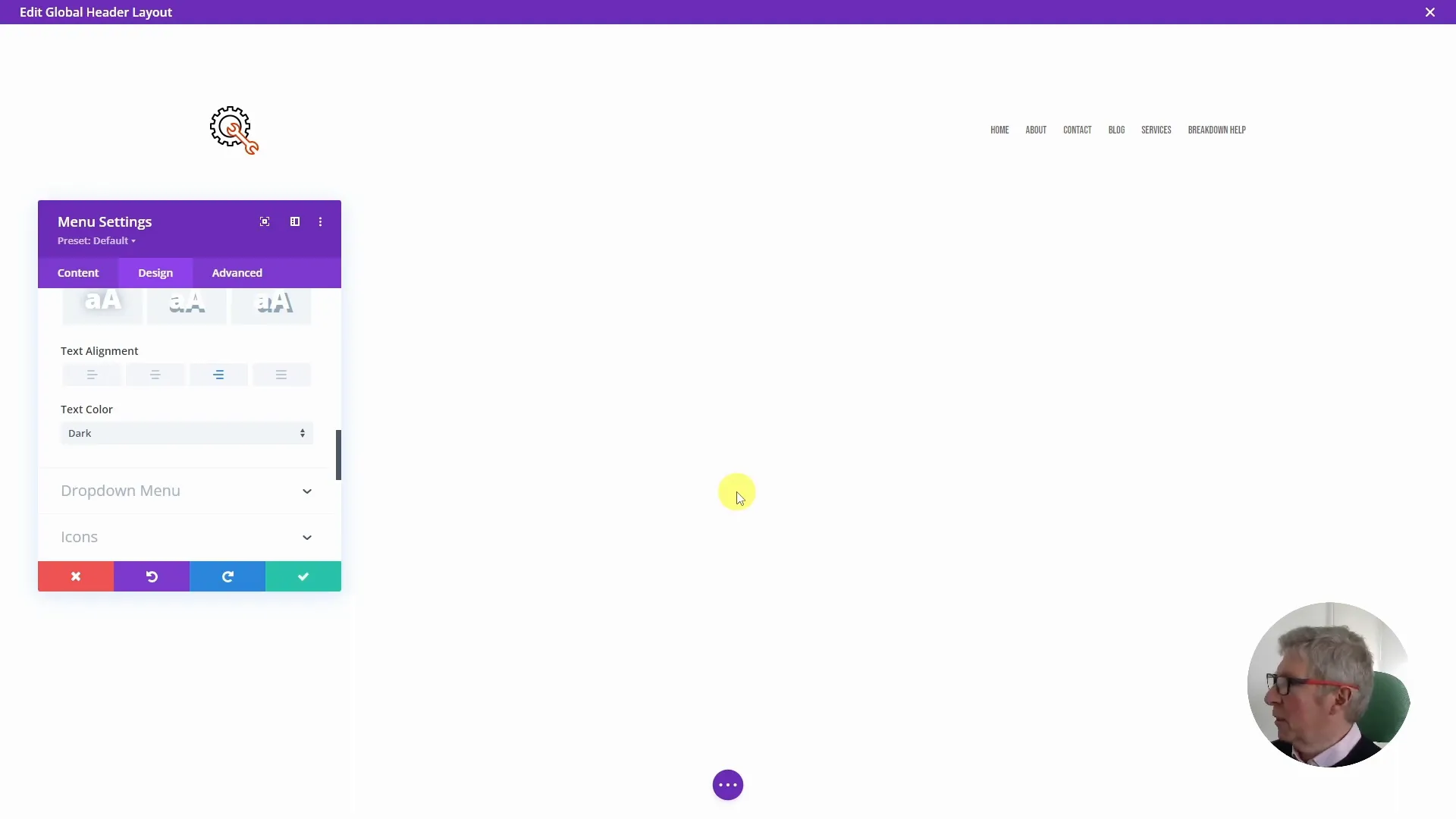 Menütext anpassen: Schriftart, Größe und Ausrichtung