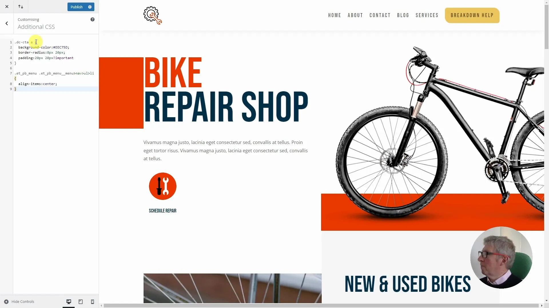 CSS Code im Customizer einfügen
