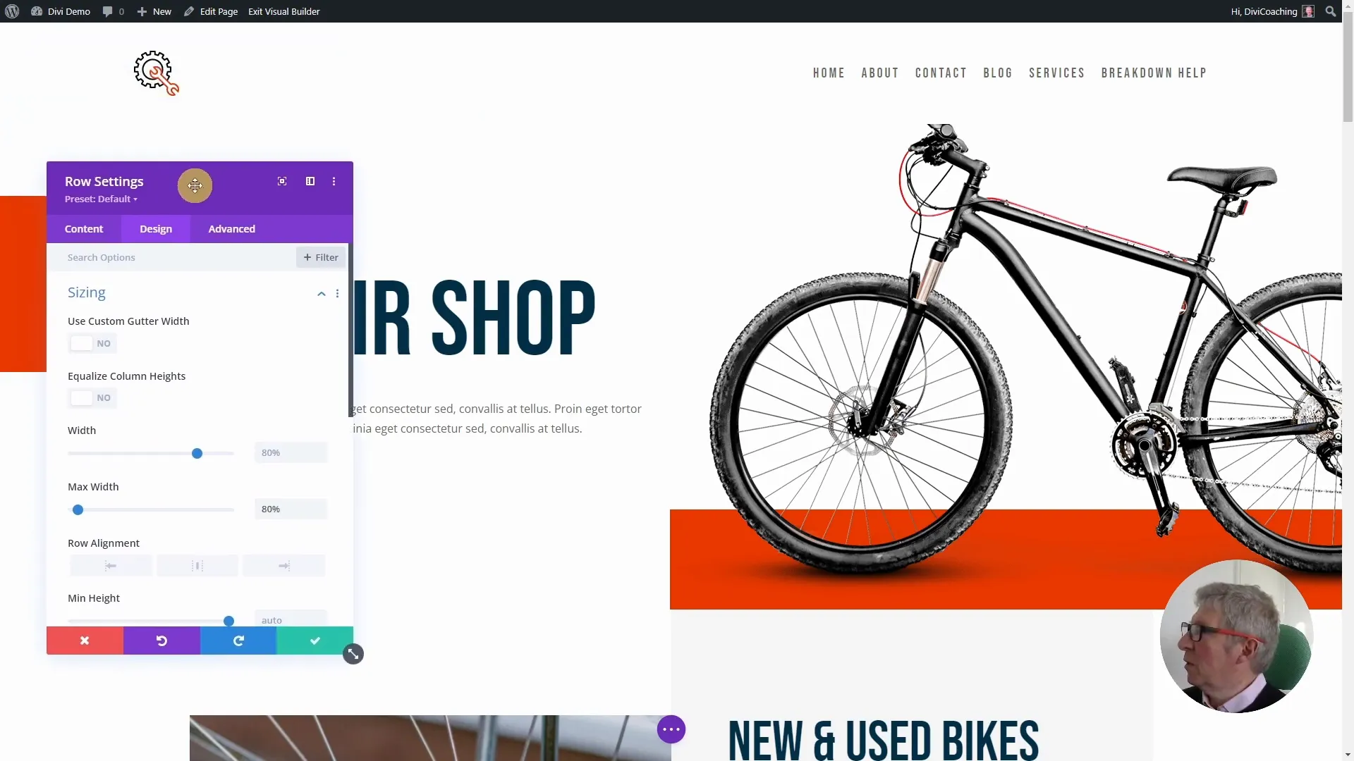 Menübreite anpassen im Divi Theme Builder