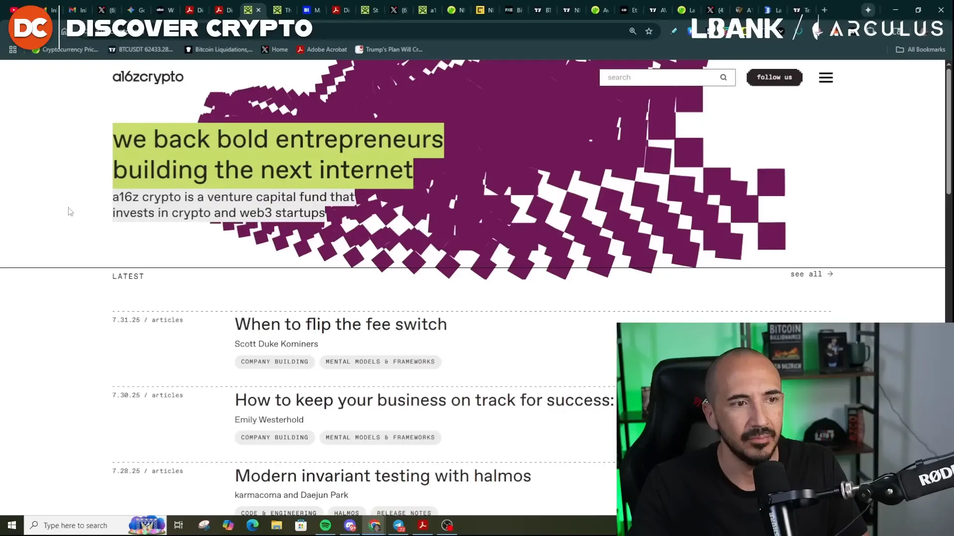 a16z crypto portfolio and White House report reference