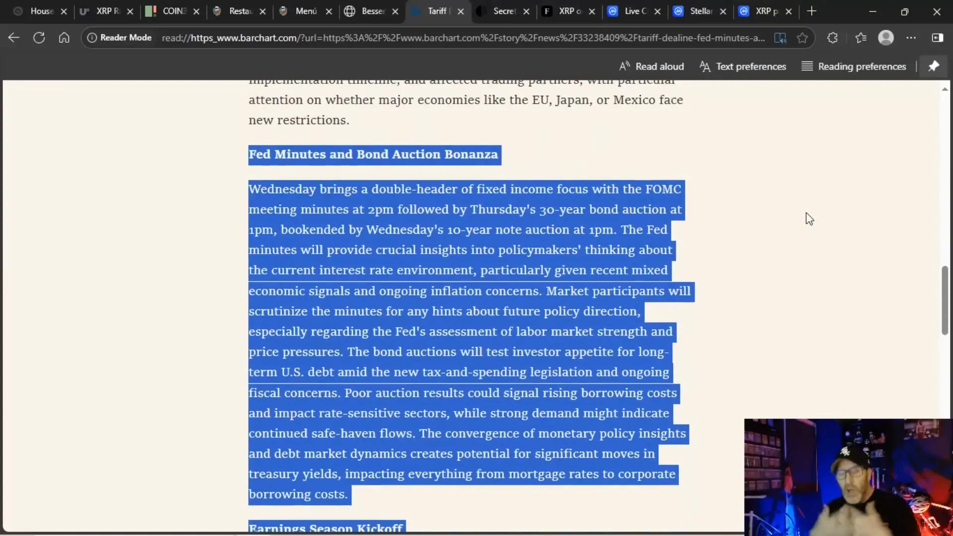 Federal Reserve meeting and bond auction news
