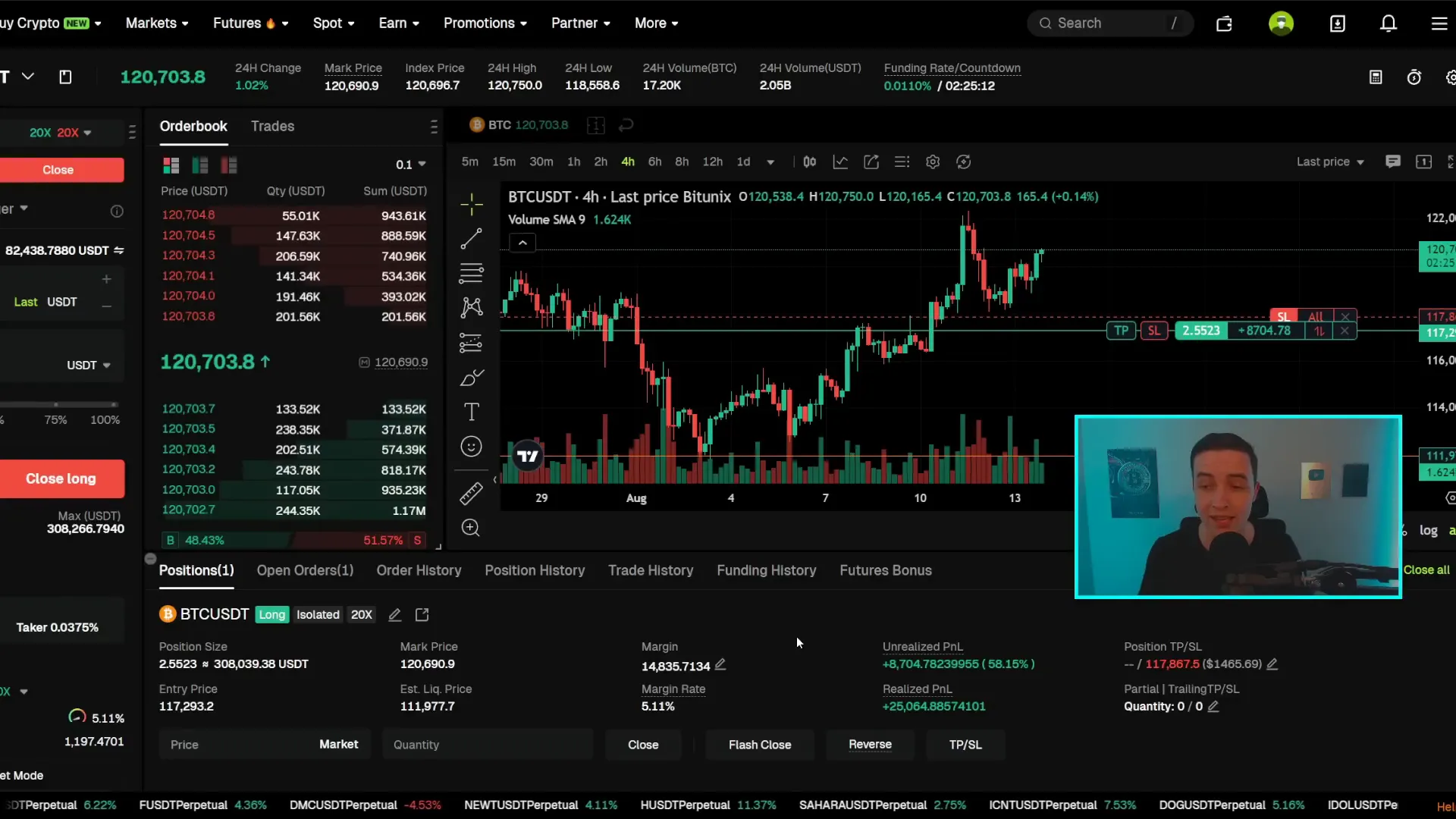 Josh introducing his $300k Bitcoin long position