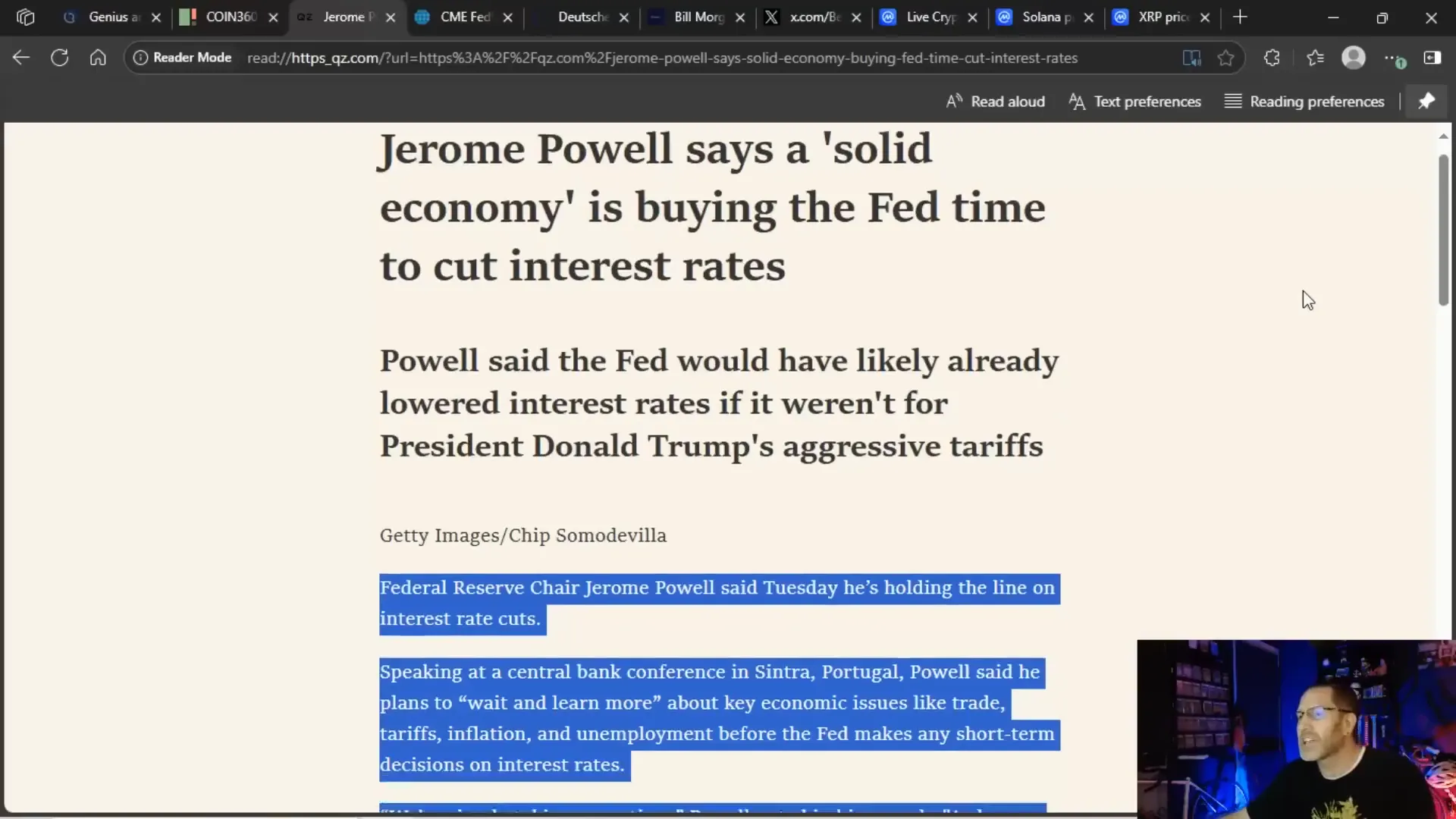 Jerome Powell speaking at a central bank conference