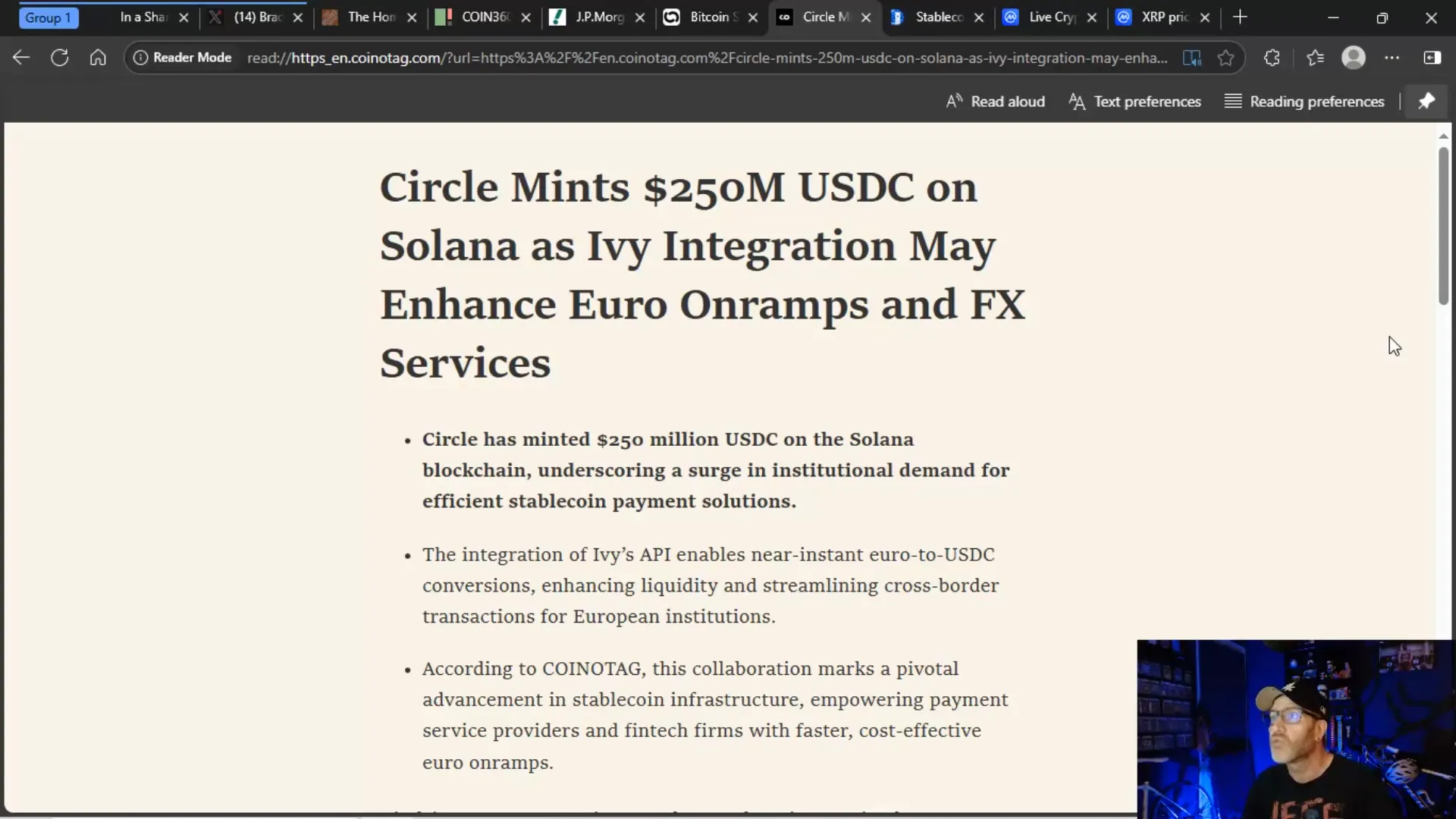 Circle Mints $250 Million USDC on Solana